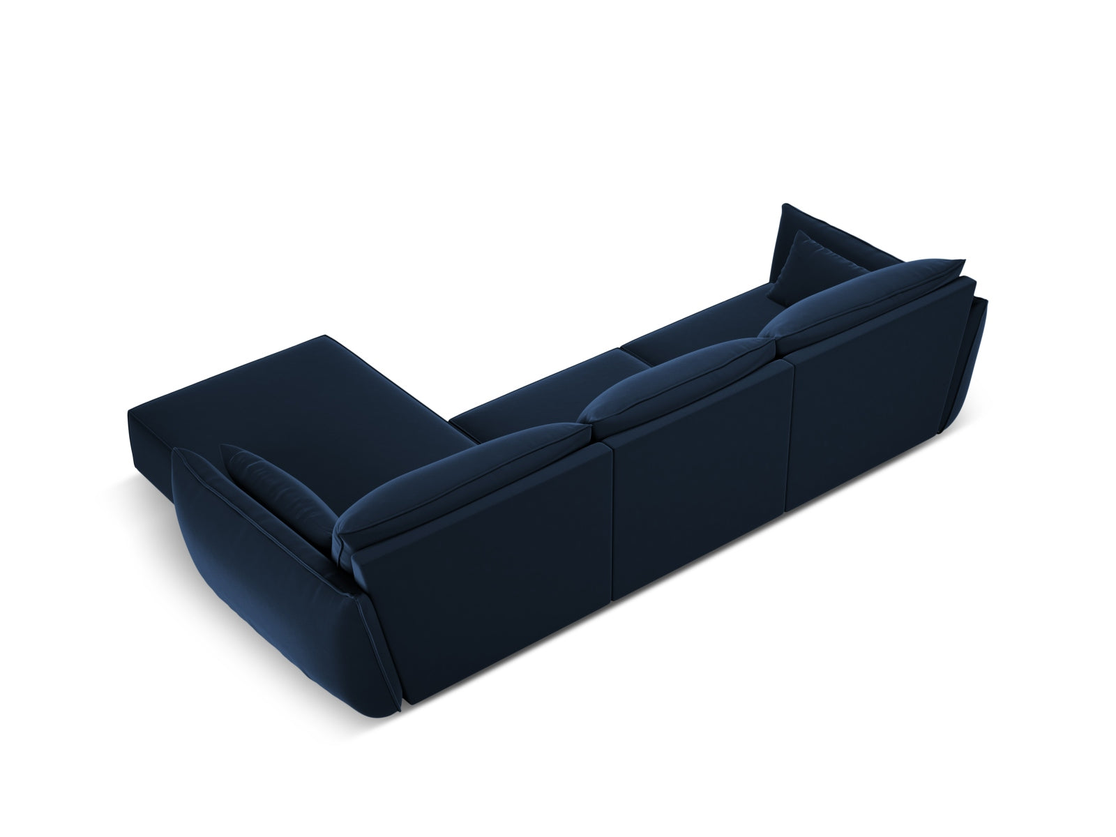 Kaelle Velour Ecksofa rechts 4 Sitzer in Royal Blue-Bluvel präsentiert im Onlineshop von KAQTU Design AG. L-Sofa rechts ist von Micadoni