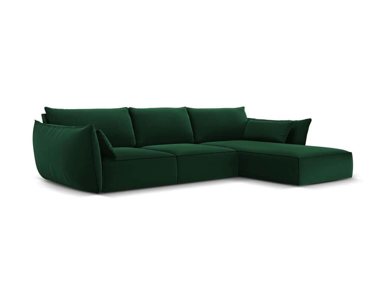 Kaelle Velour Ecksofa rechts 4 Sitzer in Bottle Green-Bluvel präsentiert im Onlineshop von KAQTU Design AG. L-Sofa rechts ist von Micadoni