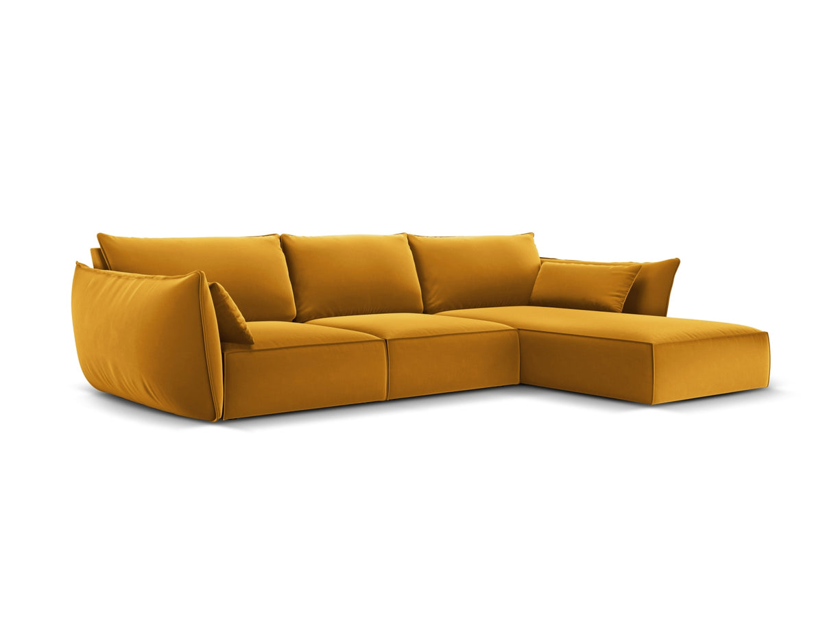 Kaelle Velour Ecksofa rechts 4 Sitzer in Yellow-Bluvel präsentiert im Onlineshop von KAQTU Design AG. L-Sofa rechts ist von Micadoni