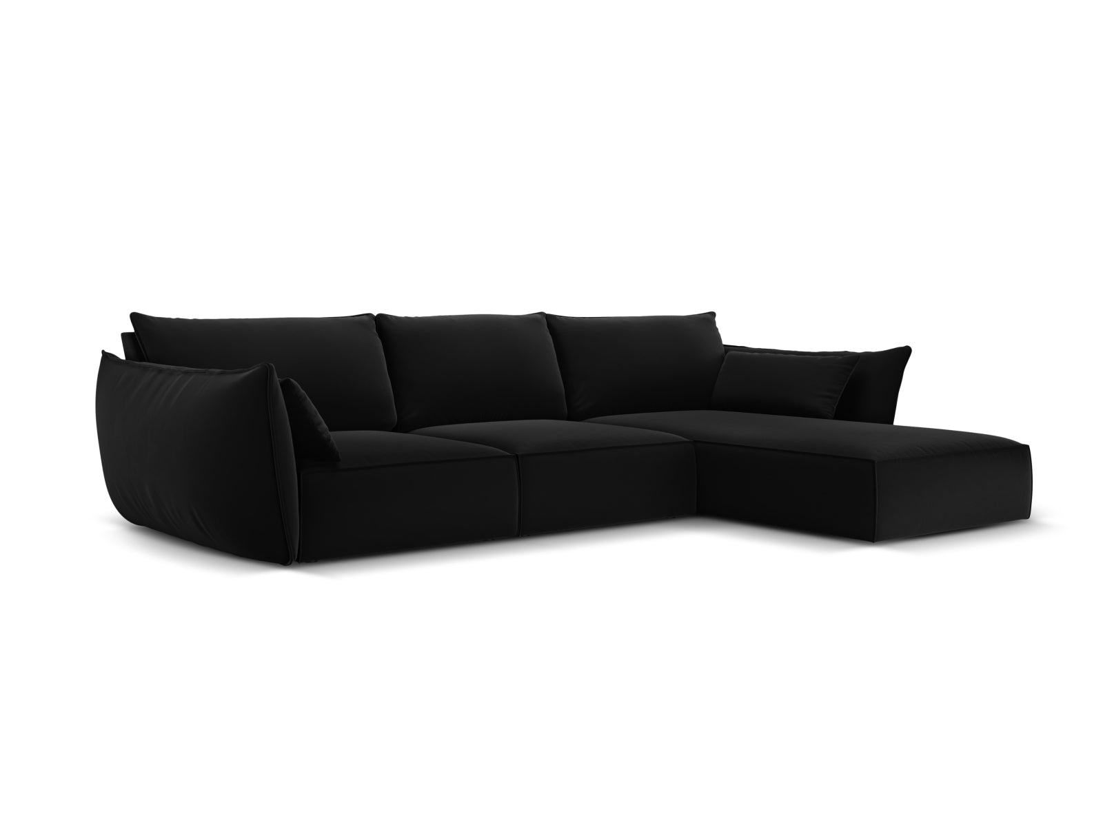 Kaelle Velour Ecksofa rechts 4 Sitzer in Black-Bluvel präsentiert im Onlineshop von KAQTU Design AG. L-Sofa rechts ist von Micadoni