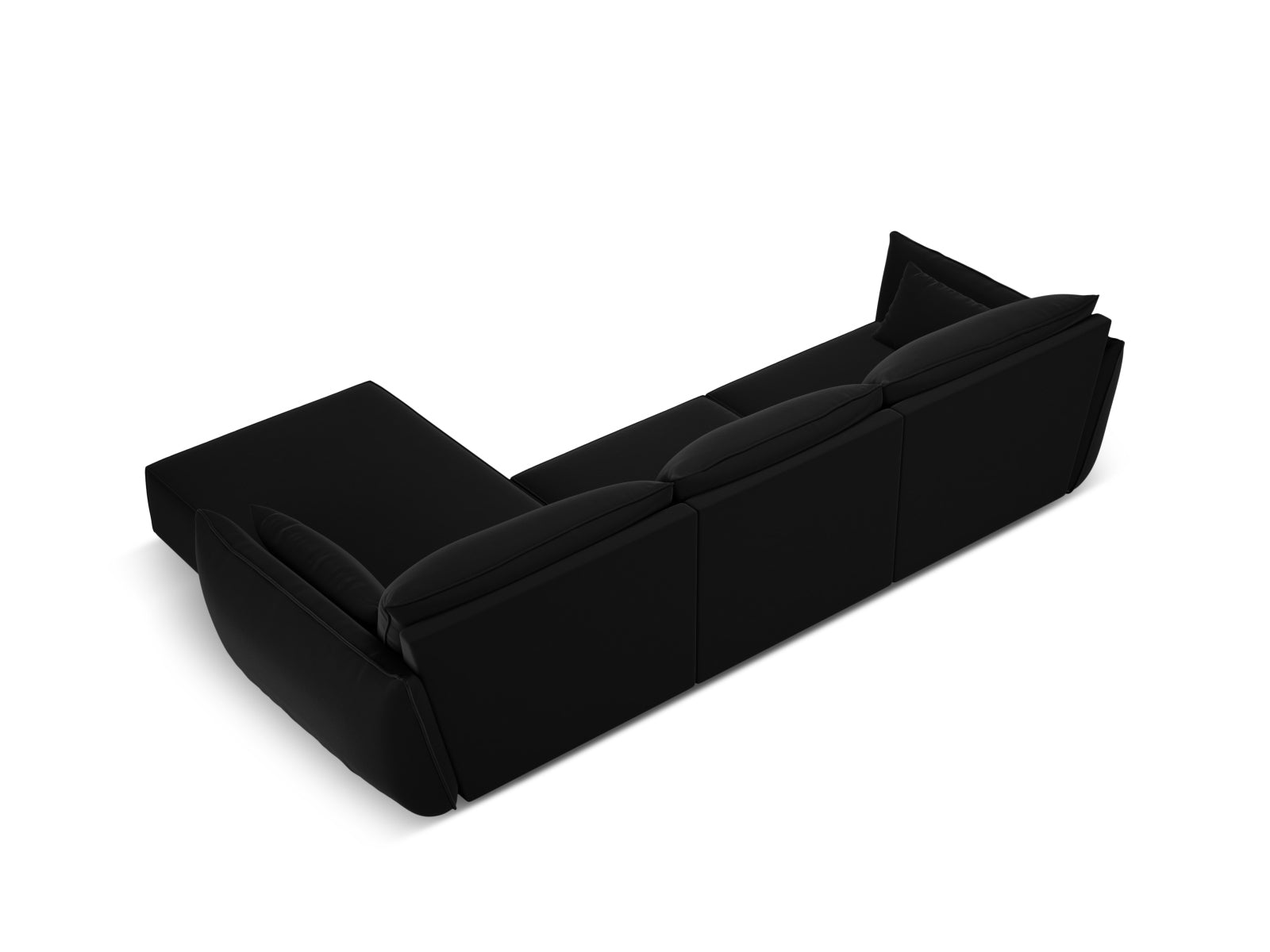 Kaelle Velour Ecksofa rechts 4 Sitzer in Black-Bluvel präsentiert im Onlineshop von KAQTU Design AG. L-Sofa rechts ist von Micadoni