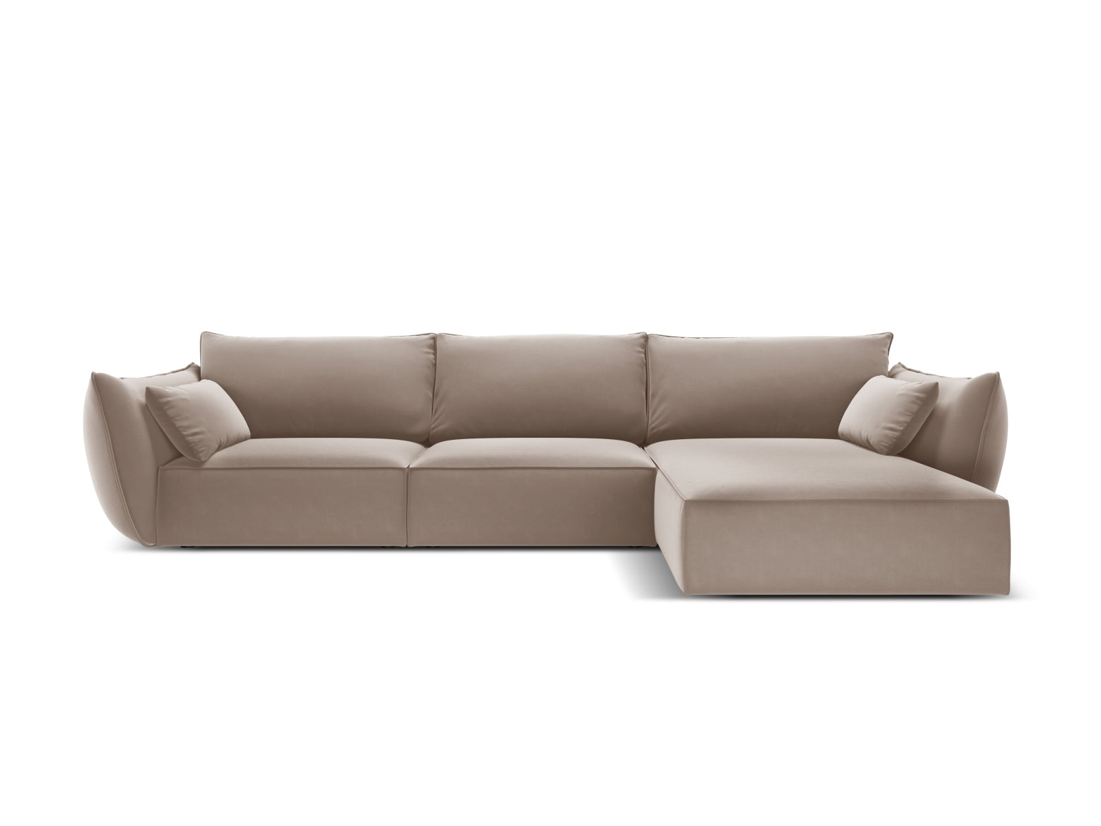 Kaelle Velour Ecksofa rechts 4 Sitzer in Cappuccino-Bluvel präsentiert im Onlineshop von KAQTU Design AG. L-Sofa rechts ist von Micadoni