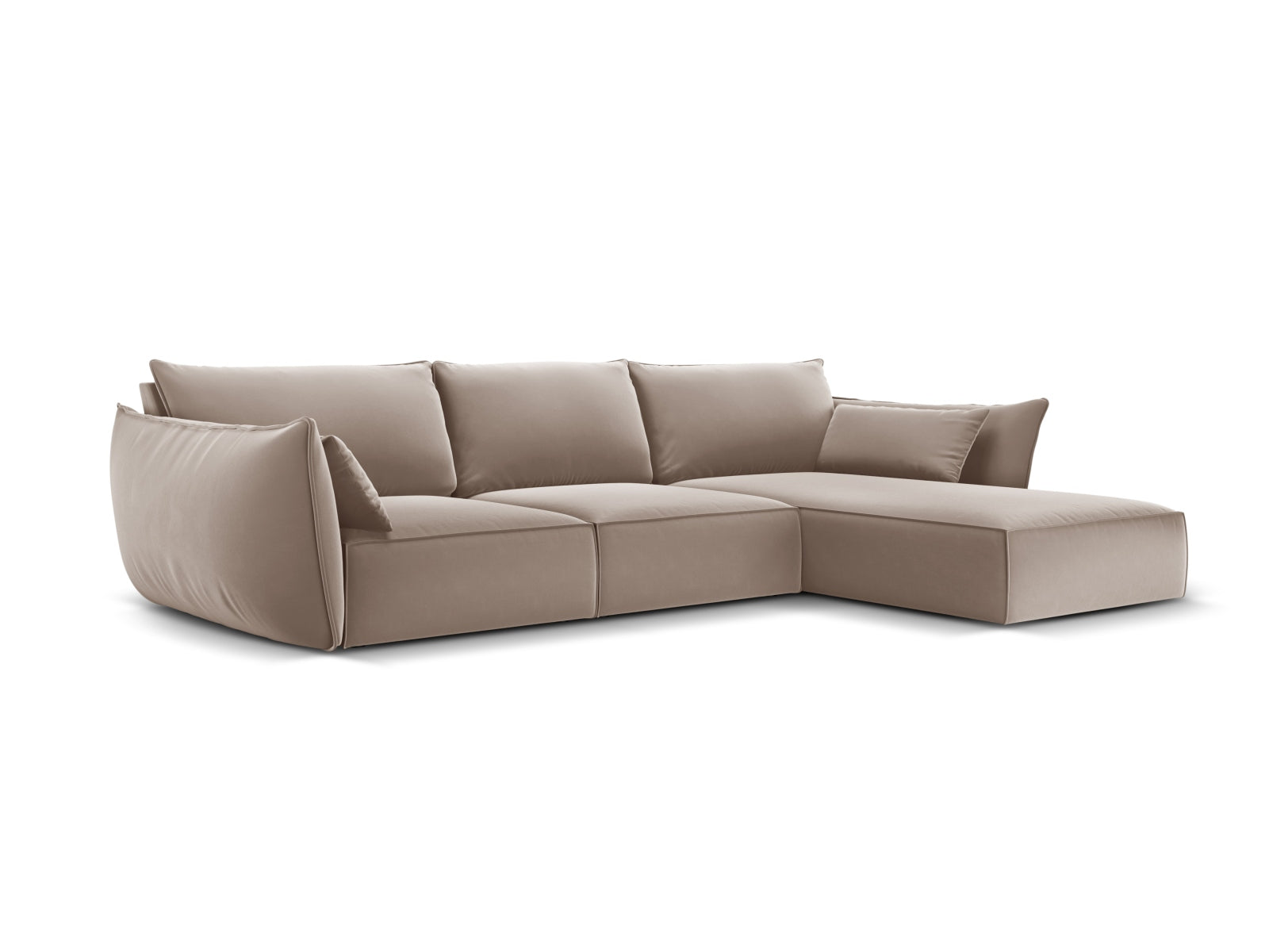 Kaelle Velour Ecksofa rechts 4 Sitzer in Cappuccino-Bluvel präsentiert im Onlineshop von KAQTU Design AG. L-Sofa rechts ist von Micadoni