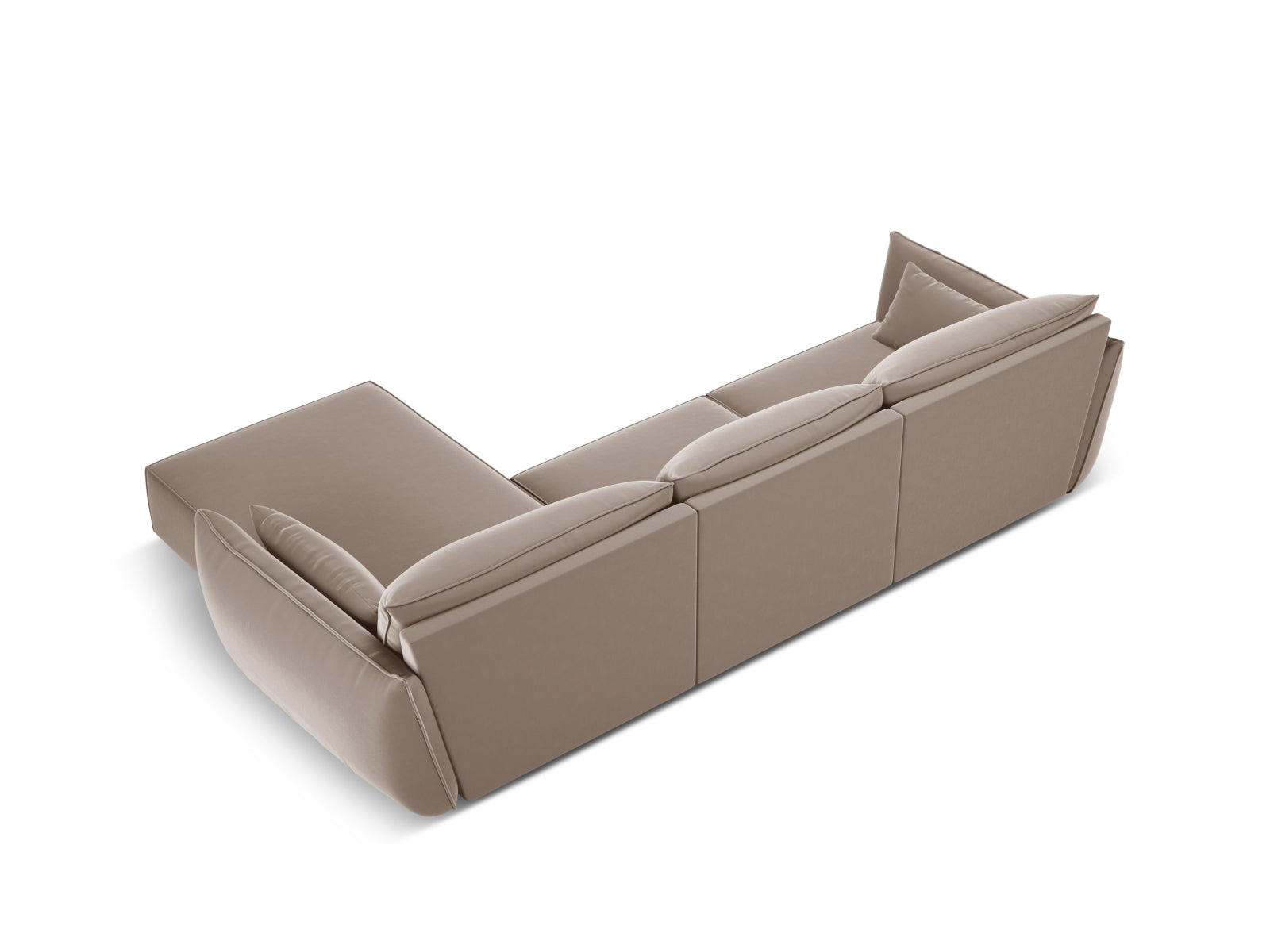 Kaelle Velour Ecksofa rechts 4 Sitzer in Cappuccino-Bluvel präsentiert im Onlineshop von KAQTU Design AG. L-Sofa rechts ist von Micadoni