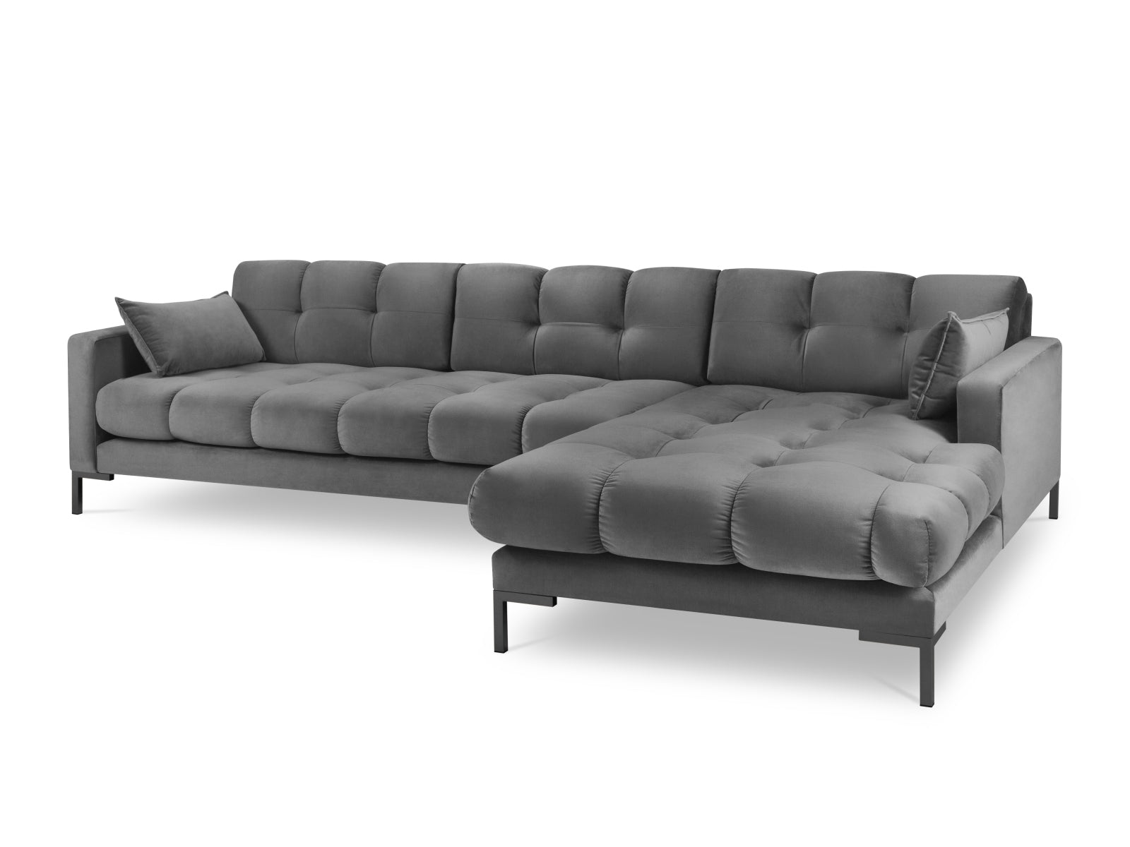 Mamaia Velour Ecksofa rechts 5 Sitzer in Light Grey/Schwarz präsentiert im Onlineshop von KAQTU Design AG. Ecksofa rechts ist von Micadoni