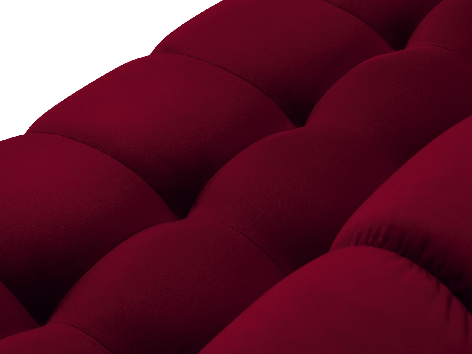 Stylisches Mamaia Velour Ecksofa in Rot und Schwarz, 5-Sitzer von Micadoni, perfekt für gemütliche Abende und zeitgemäße Einrichtung.