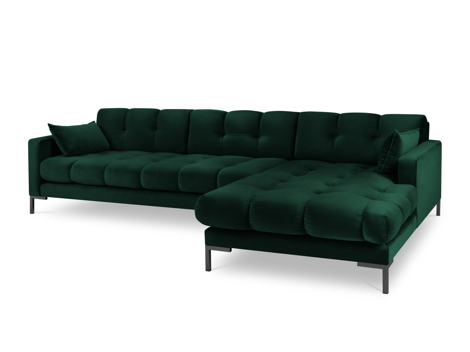 Mamaia Velour Ecksofa rechts 5 Sitzer in Bottle Green/Schwarz präsentiert im Onlineshop von KAQTU Design AG. Ecksofa rechts ist von Micadoni