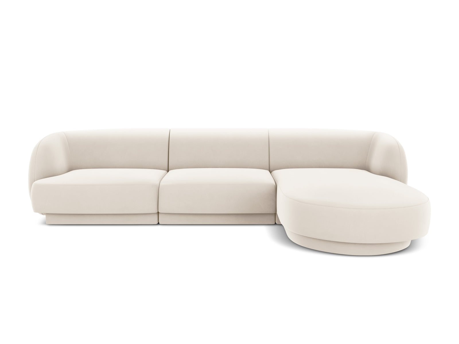 Miley Velour Ecksofa rechts 4 Sitzer in Light Beige präsentiert im Onlineshop von KAQTU Design AG. Ecksofa rechts ist von Micadoni