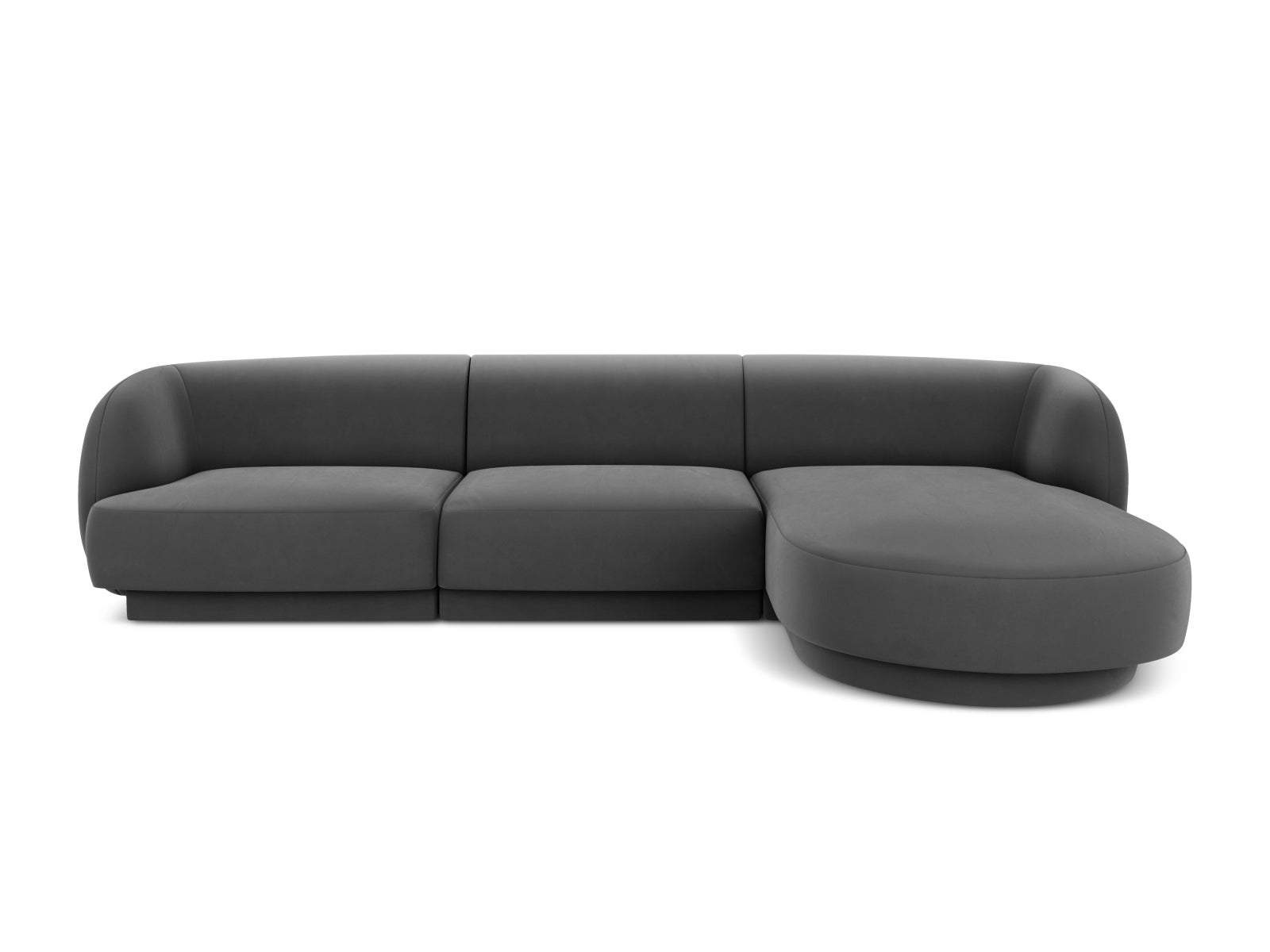 Miley Velour Ecksofa rechts 4 Sitzer in Grey-Bluvel präsentiert im Onlineshop von KAQTU Design AG. L-Sofa rechts ist von Micadoni