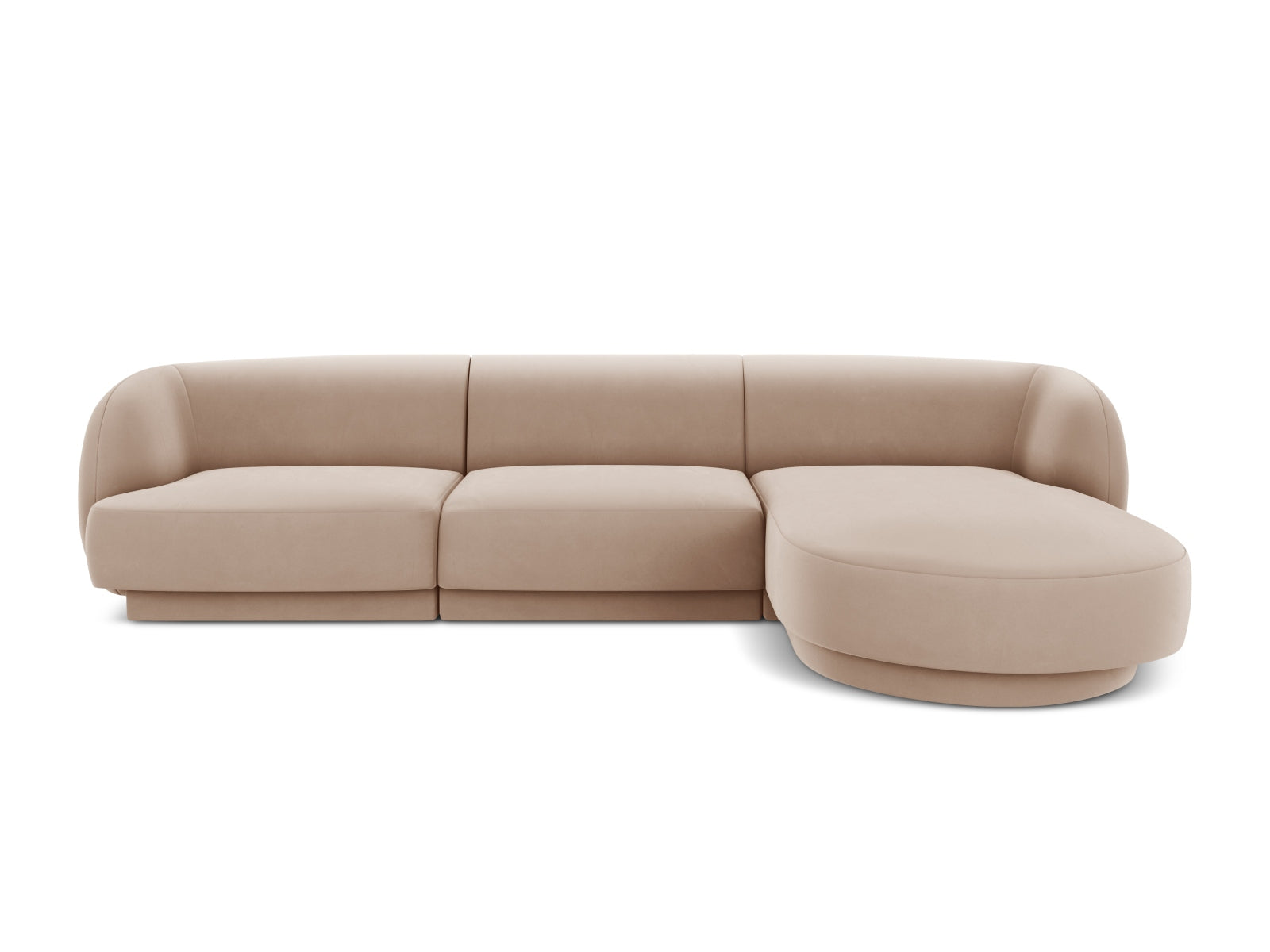 Miley Velour Ecksofa rechts 4 Sitzer in Cappuccino-Bluvel präsentiert im Onlineshop von KAQTU Design AG. L-Sofa rechts ist von Micadoni