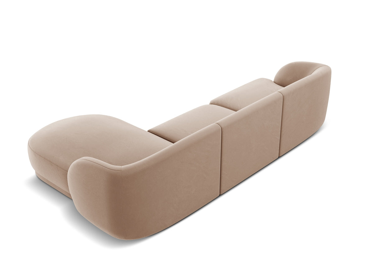 Miley Velour Ecksofa rechts 4 Sitzer in Cappuccino-Bluvel präsentiert im Onlineshop von KAQTU Design AG. L-Sofa rechts ist von Micadoni