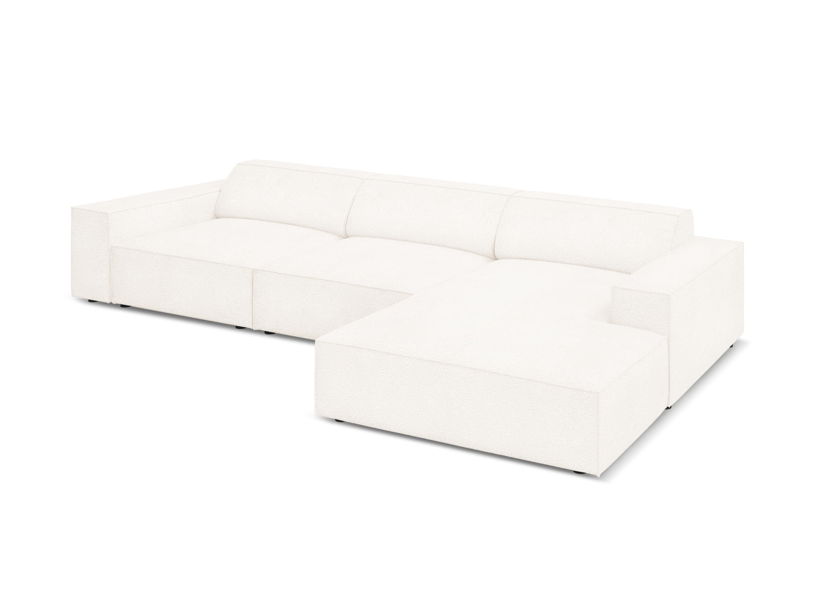 Entdecken Sie das Jodie Boucle Ecksofa rechts von Micadoni – ein stilvolles 4-Sitzer Sofa, das durch seine modulare Bauweise und luxuriöse Polsterung besticht.