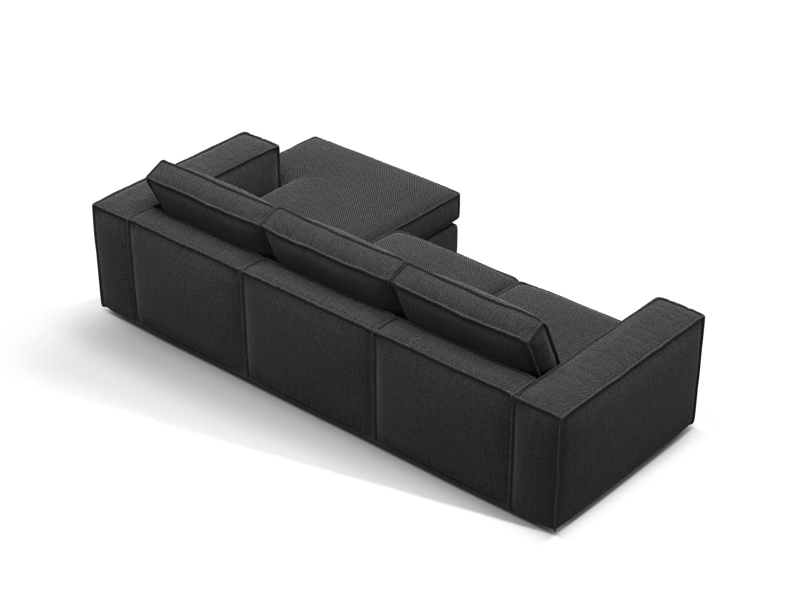 Stylisches 3-Sitzer Ecksofa Pola in edlem Schwarz, perfekt für zeitgemäße Wohnkonzepte. Komfort und Eleganz vereint von Micadoni.