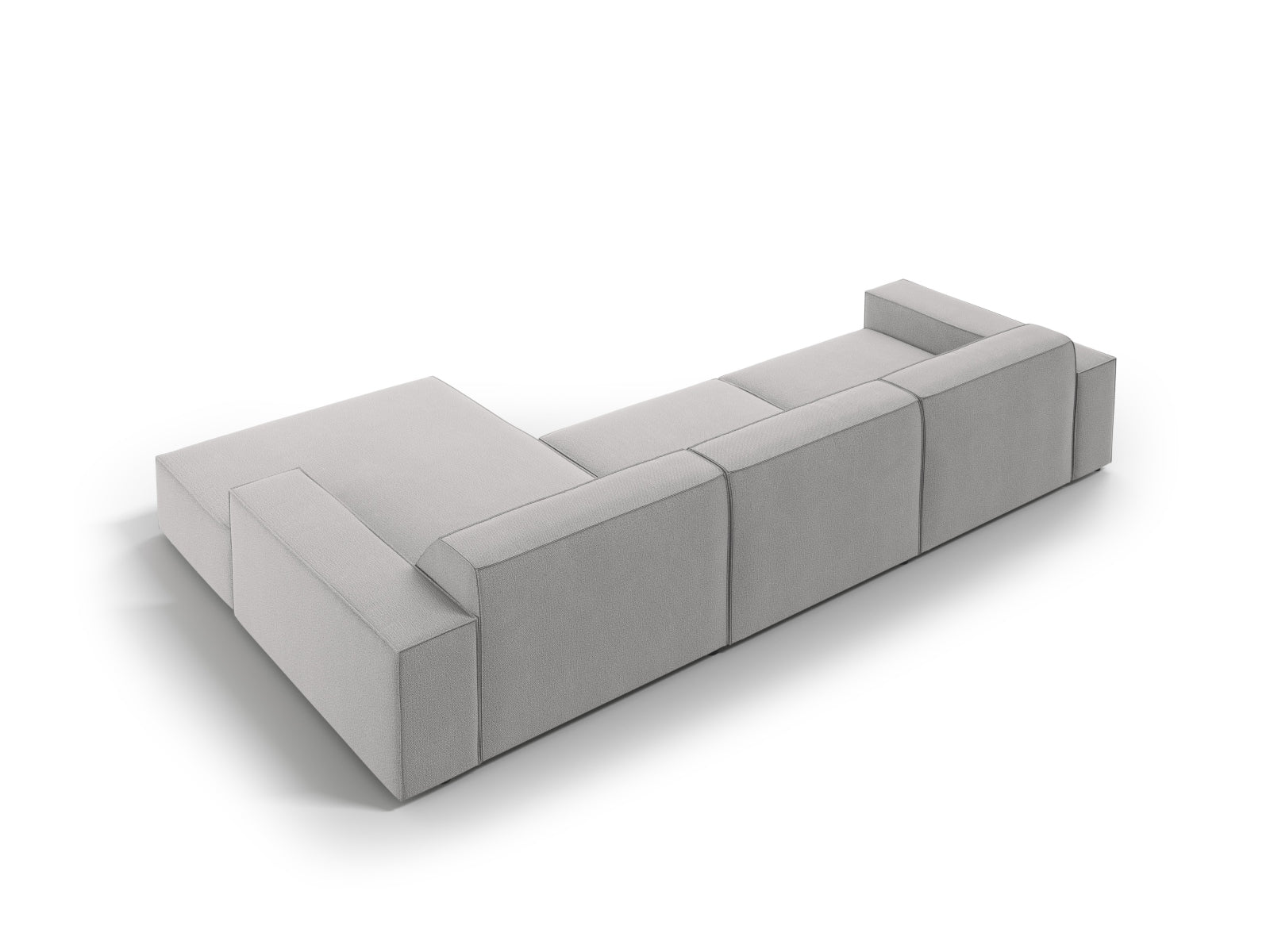Modernes, flexibles Ecksofa Jodie in sanftem Grau, perfekt für gemütliche Wohnzimmer und individuelle Raumgestaltungen.
