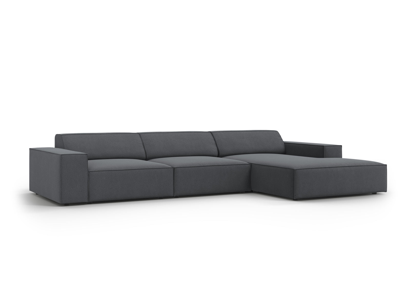Elegantes, modulares Ecksofa in Dunkelgrau, bietet Platz für 4 Personen und verleiht jedem Raum eine moderne Note.