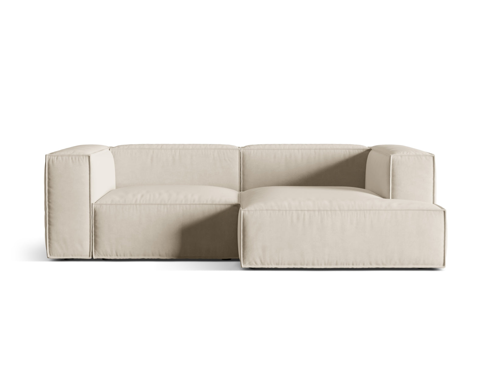 Nuria Velour Modular Ecksofa rechts 3 Sitzer in Beige-Paris präsentiert im Onlineshop von KAQTU Design AG. L-Sofa rechts ist von Micadoni