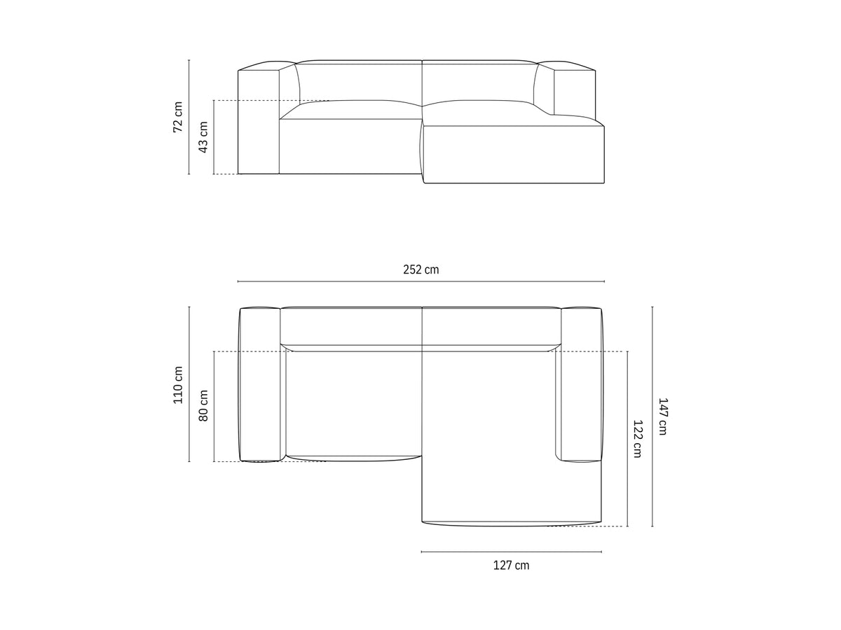 Nuria Velour Modular Ecksofa rechts 3 Sitzer in Beige-Paris präsentiert im Onlineshop von KAQTU Design AG. L-Sofa rechts ist von Micadoni