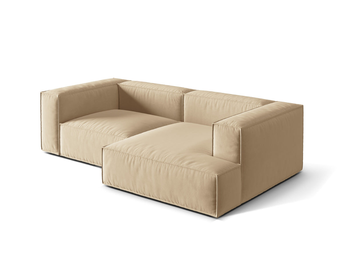 Nuria Velour Modular Ecksofa rechts 3 Sitzer in Nude-Paris präsentiert im Onlineshop von KAQTU Design AG. L-Sofa rechts ist von Micadoni