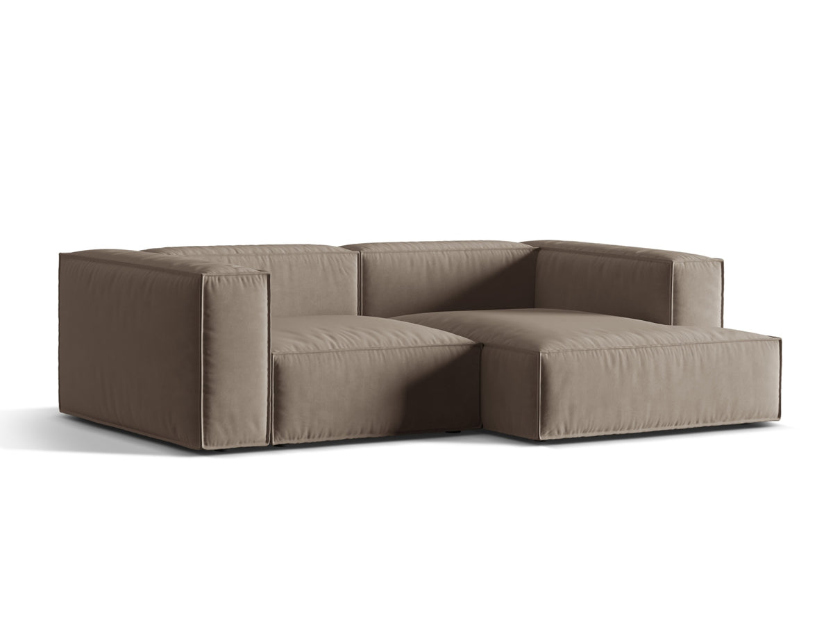 Nuria Velour Modular Ecksofa rechts 3 Sitzer in Warm grey-Paris präsentiert im Onlineshop von KAQTU Design AG. L-Sofa rechts ist von Micadoni