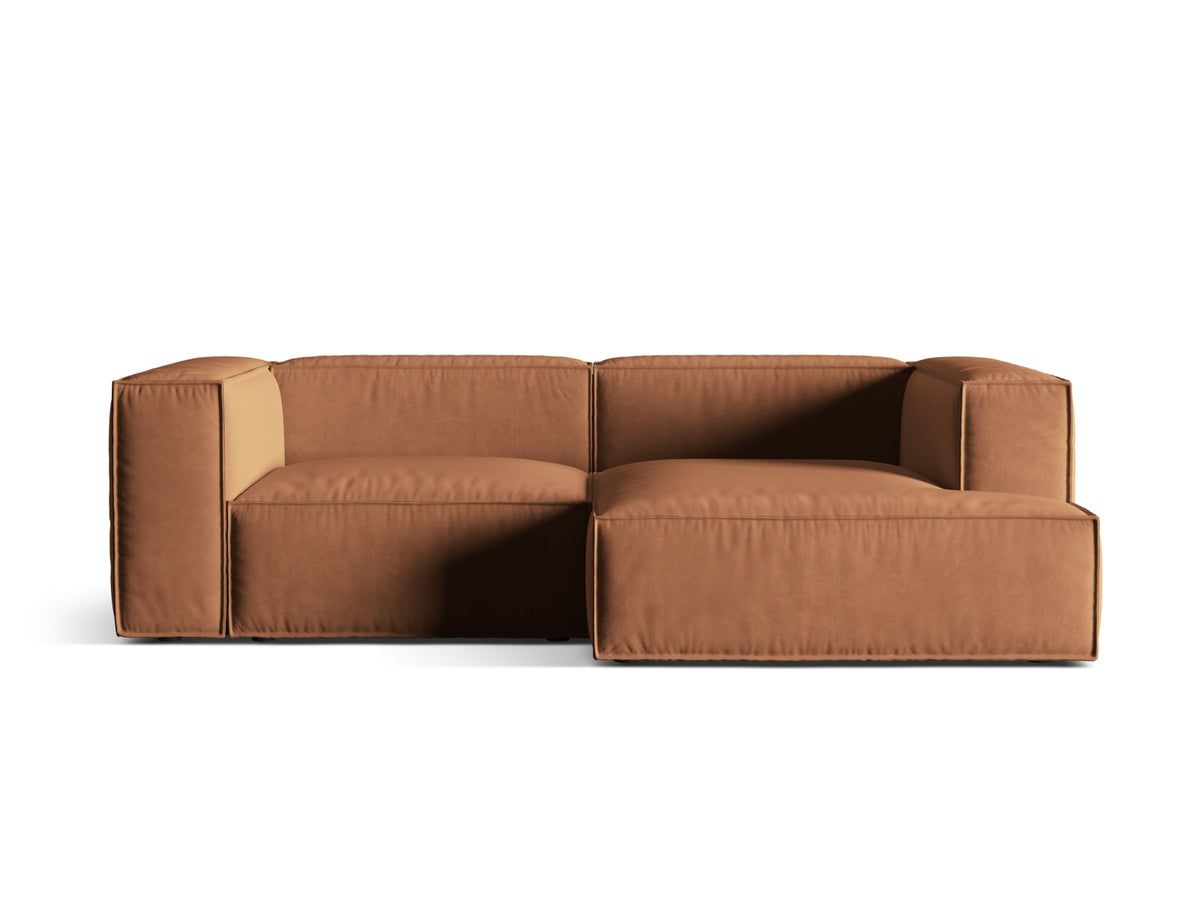 Nuria Velour Modular Ecksofa rechts 3 Sitzer in Honey-Paris präsentiert im Onlineshop von KAQTU Design AG. L-Sofa rechts ist von Micadoni