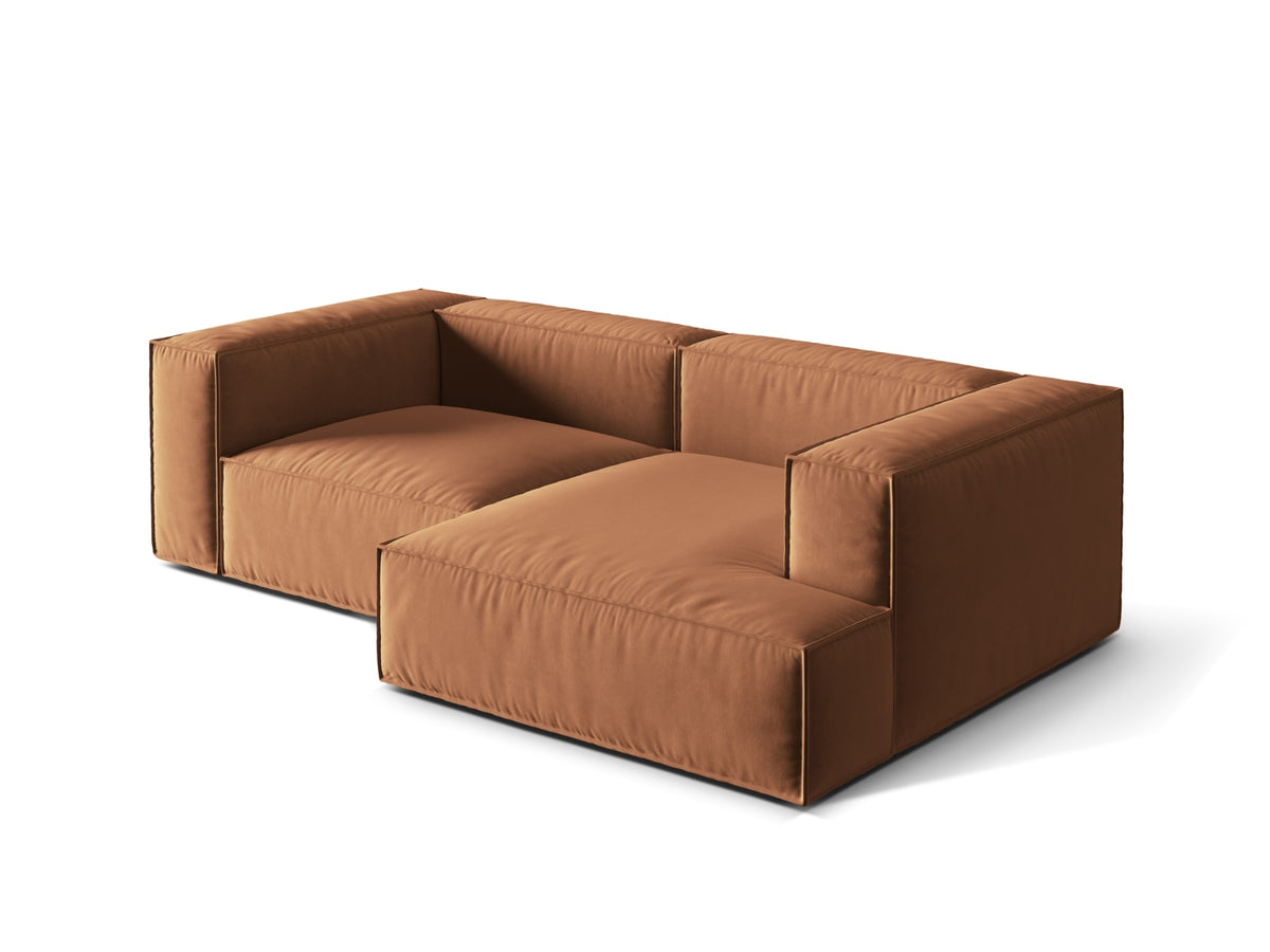 Nuria Velour Modular Ecksofa rechts 3 Sitzer in Honey-Paris präsentiert im Onlineshop von KAQTU Design AG. L-Sofa rechts ist von Micadoni