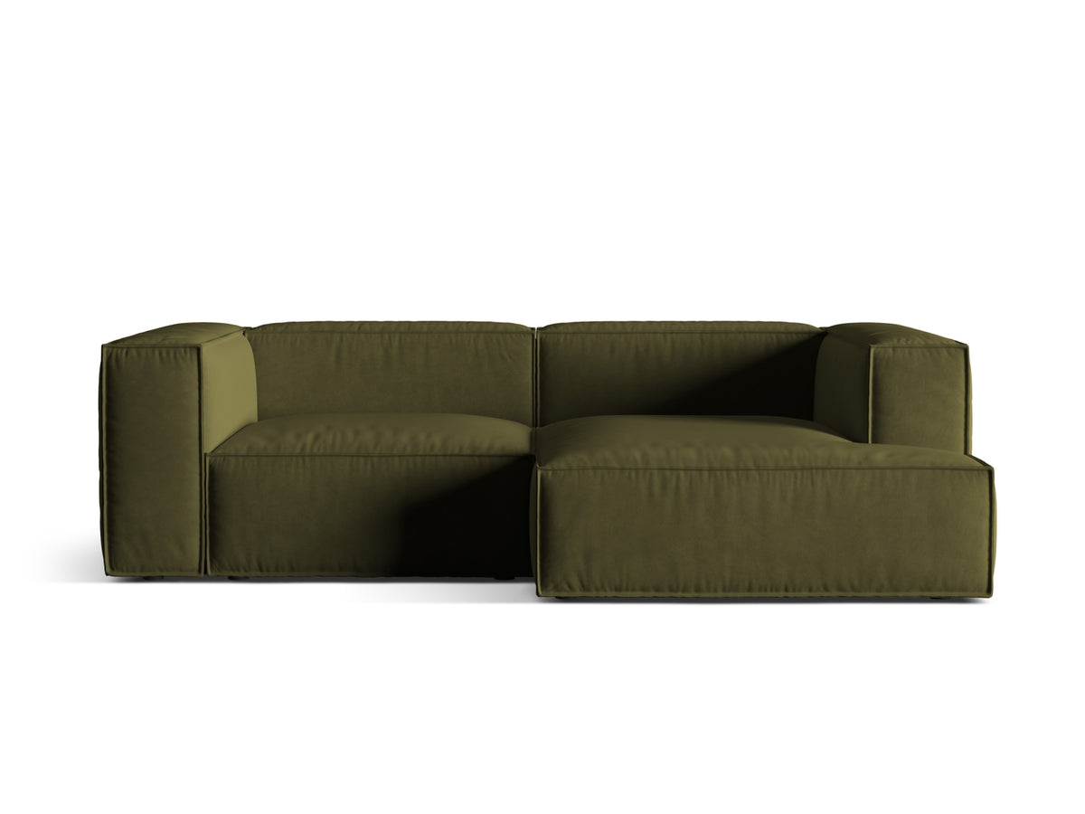 Nuria Velour Modular Ecksofa rechts 3 Sitzer in Moss Green Melange-Paris präsentiert im Onlineshop von KAQTU Design AG. L-Sofa rechts ist von Micadoni