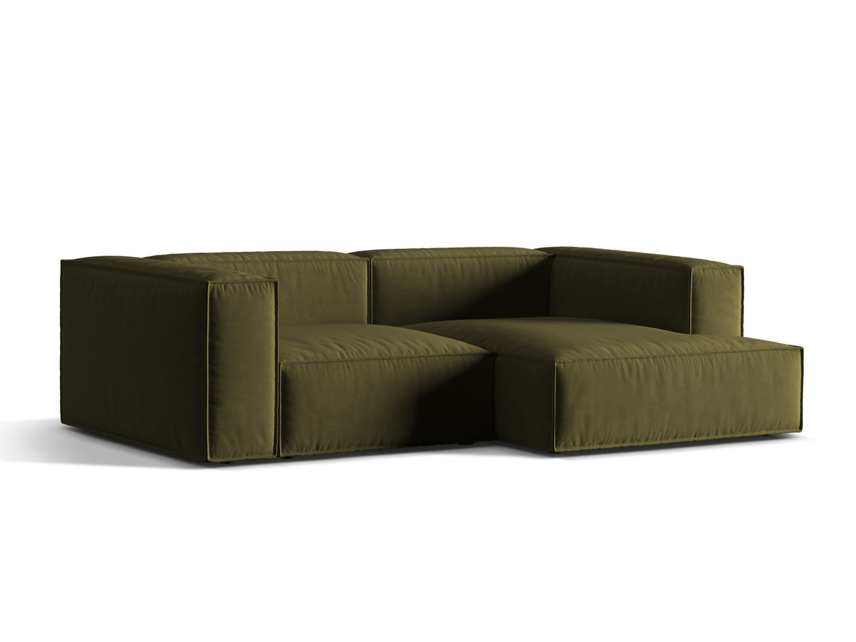 Nuria Velour Modular Ecksofa rechts 3 Sitzer in Moss Green Melange-Paris präsentiert im Onlineshop von KAQTU Design AG. L-Sofa rechts ist von Micadoni