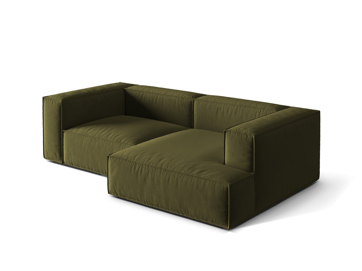 Nuria Velour Modular Ecksofa rechts 3 Sitzer in Moss Green Melange-Paris präsentiert im Onlineshop von KAQTU Design AG. L-Sofa rechts ist von Micadoni