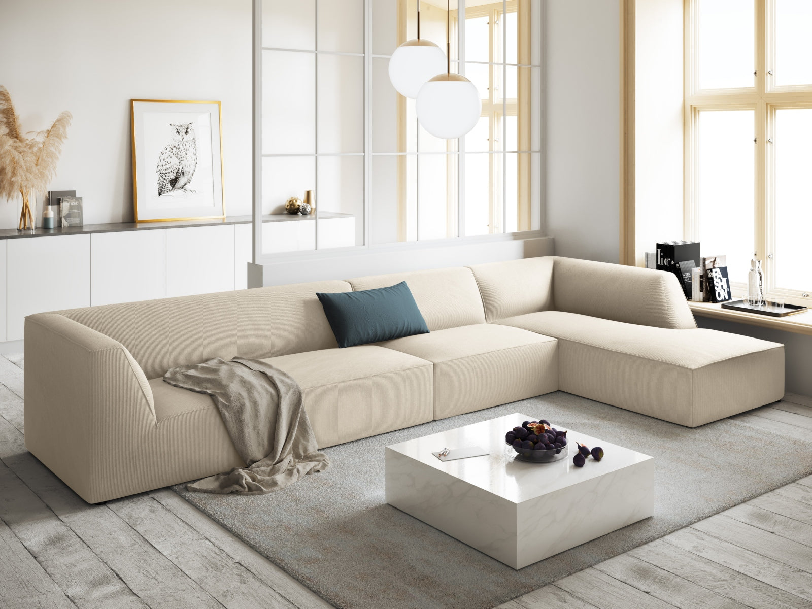 Entdecken Sie das Ruby Ecksofa rechts 5 Sitzer von Micadoni – stilvoll, komfortabel und modular für Ihr modernes Wohnzimmer.