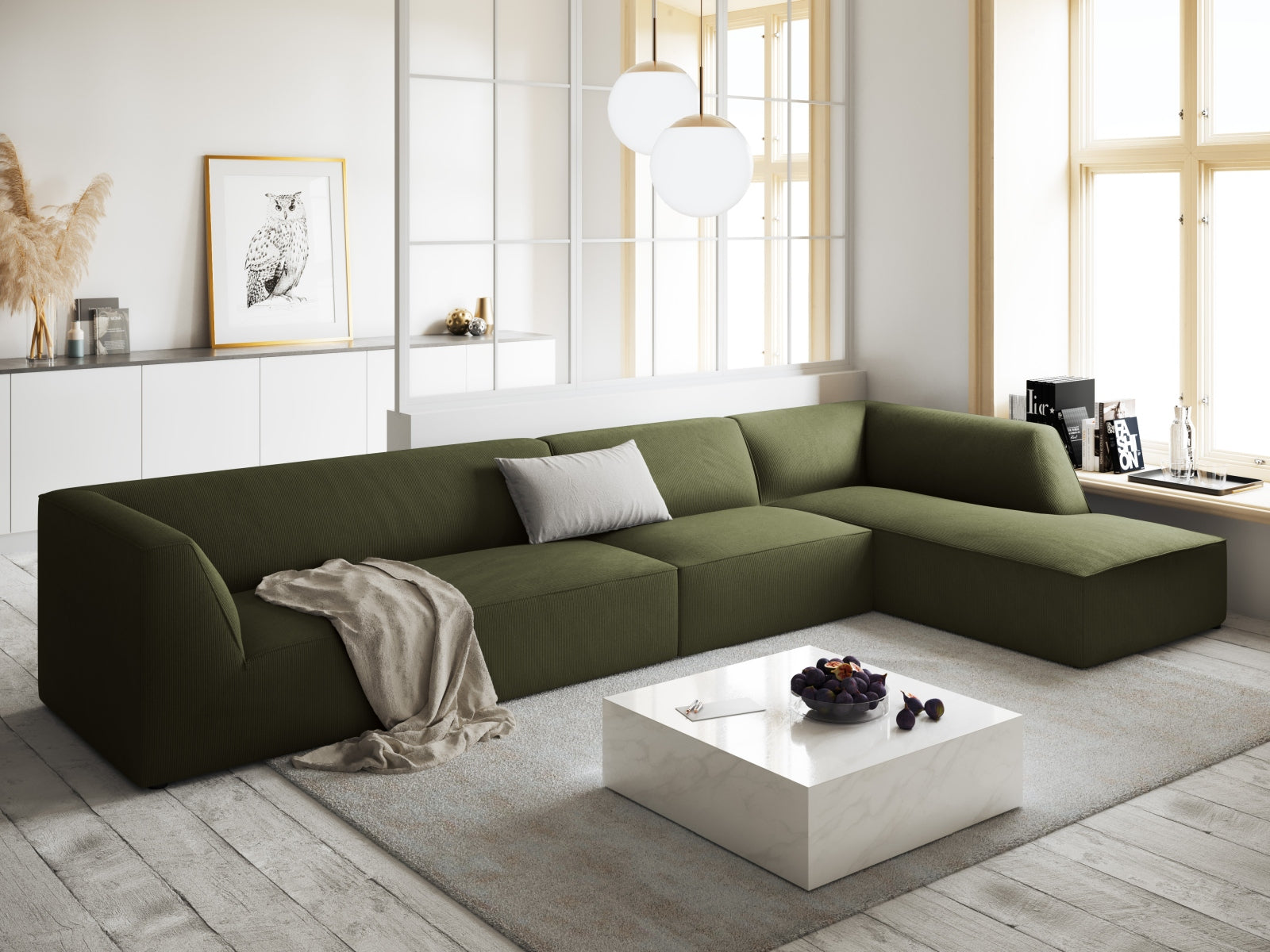 Entdecken Sie das Ruby Ecksofa rechts 5 Sitzer von Micadoni – stilvoll, komfortabel und modular für Ihr modernes Wohnzimmer.