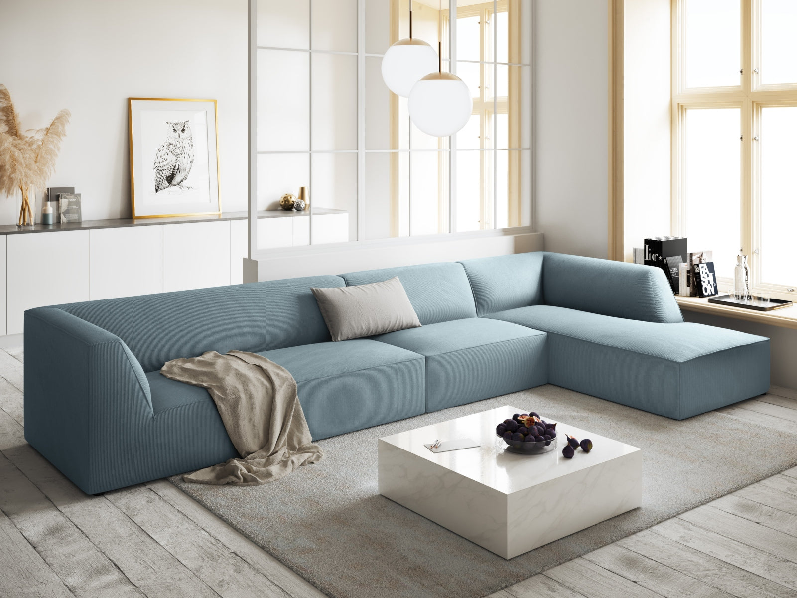 Entdecken Sie das Ruby Ecksofa rechts 5 Sitzer von Micadoni – stilvoll, komfortabel und modular für Ihr modernes Wohnzimmer.