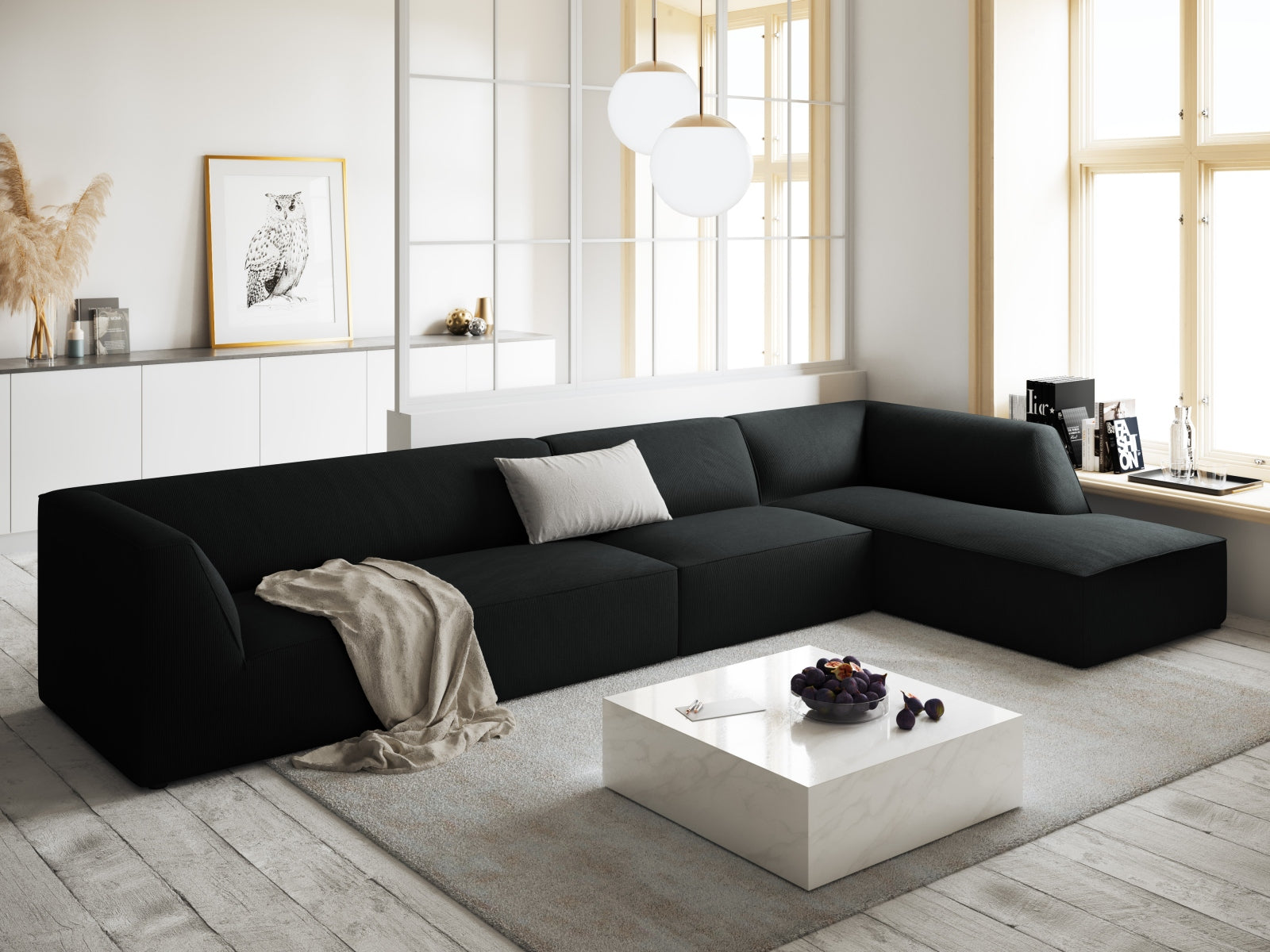Entdecken Sie das Ruby Ecksofa rechts 5 Sitzer von Micadoni – stilvoll, komfortabel und modular für Ihr modernes Wohnzimmer.