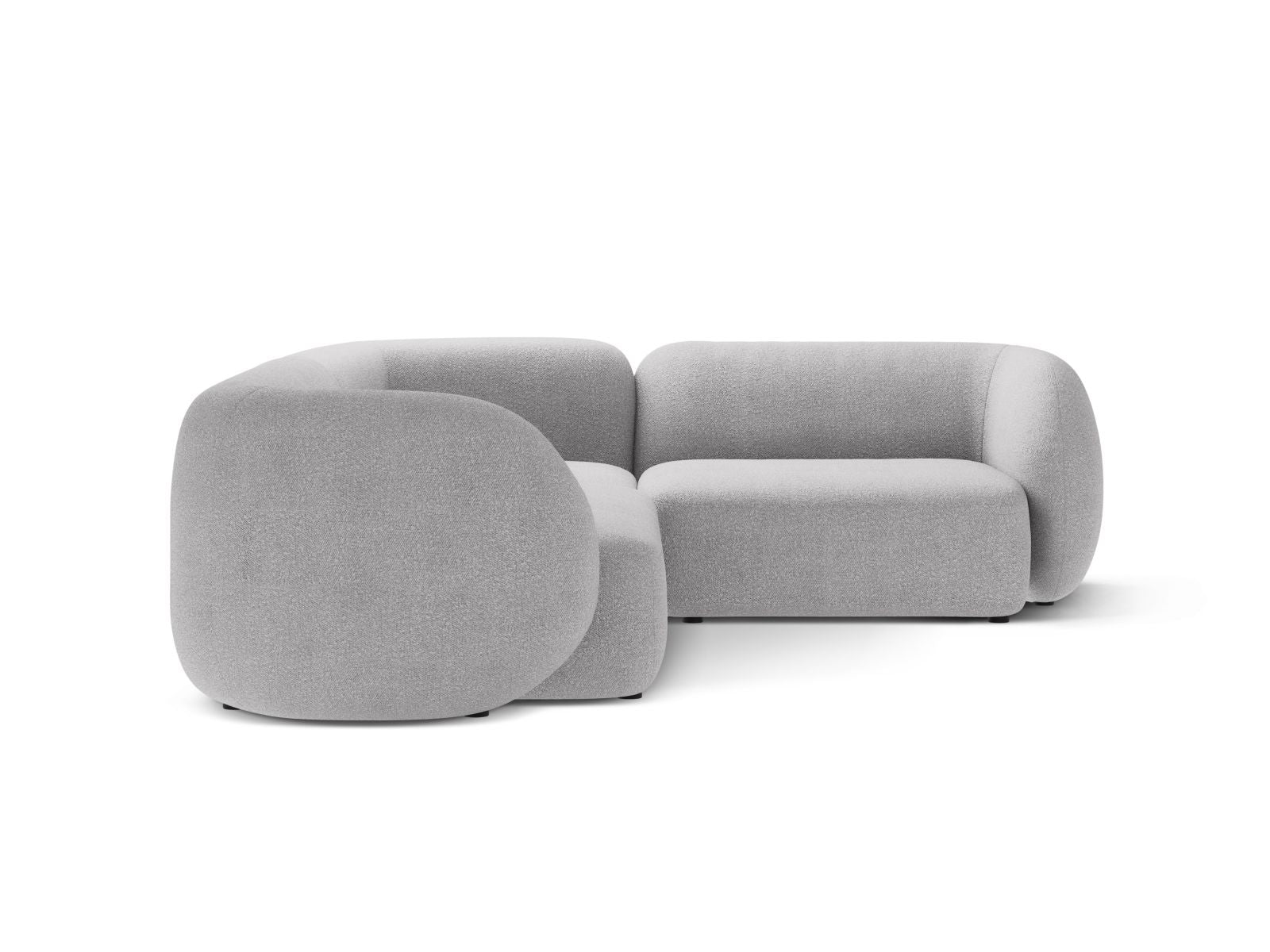 Elegantes 4-Sitzer Ecksofa rechts Kate in hellem Grau, ideal für moderne Wohnräume, präsentiert von Micadoni.