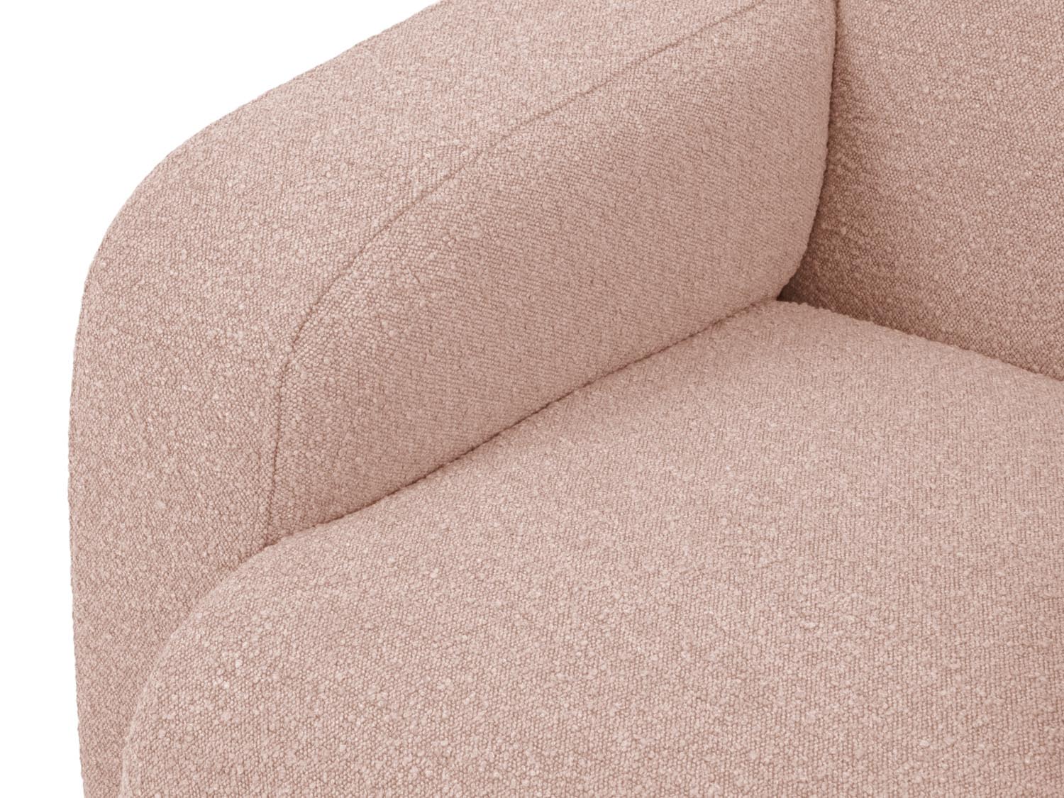 Elegantes Molino Boucle Ecksofa rechts für 6 Personen in sanftem Powder Pink, ideal für stilvolle und einladende Wohnräume.