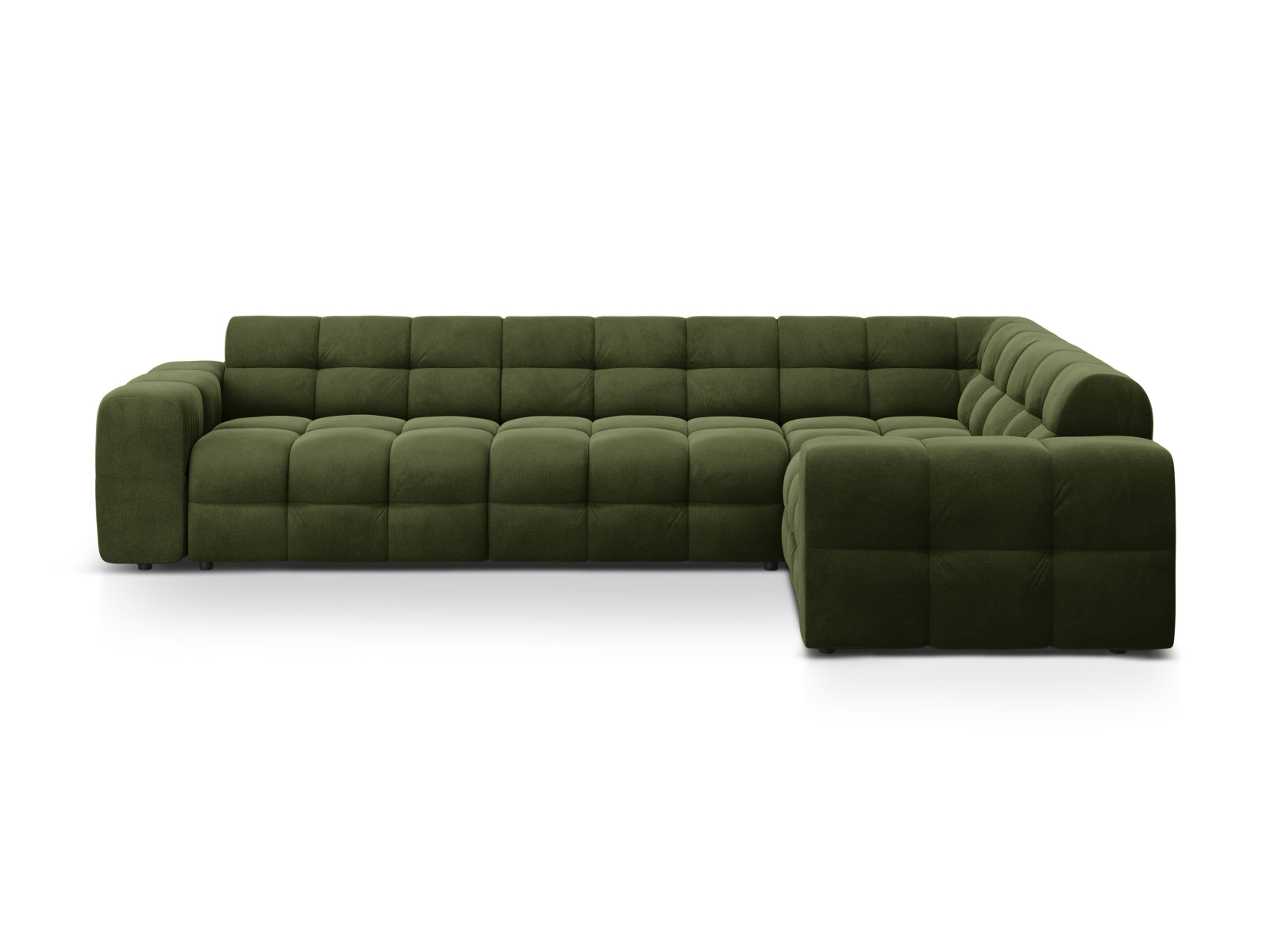 Kendal Velour Ecksofa rechts 6 Sitzer in Army Green präsentiert im Onlineshop von KAQTU Design AG. Ecksofa rechts ist von Micadoni