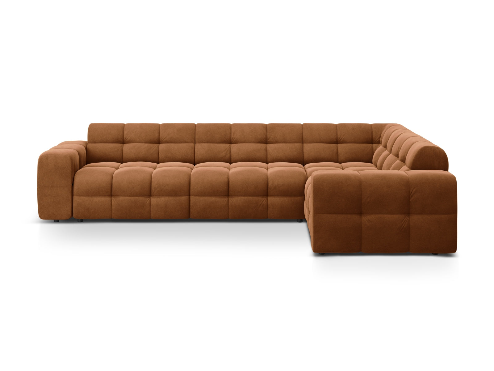 Kendal Velour Ecksofa rechts 6 Sitzer in Camel präsentiert im Onlineshop von KAQTU Design AG. Ecksofa rechts ist von Micadoni