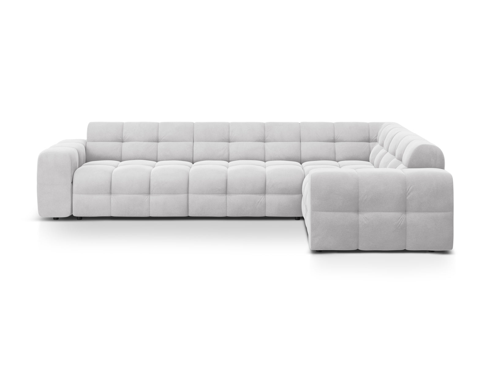 Kendal Velour Ecksofa rechts 6 Sitzer in Light Grey präsentiert im Onlineshop von KAQTU Design AG. Ecksofa rechts ist von Micadoni