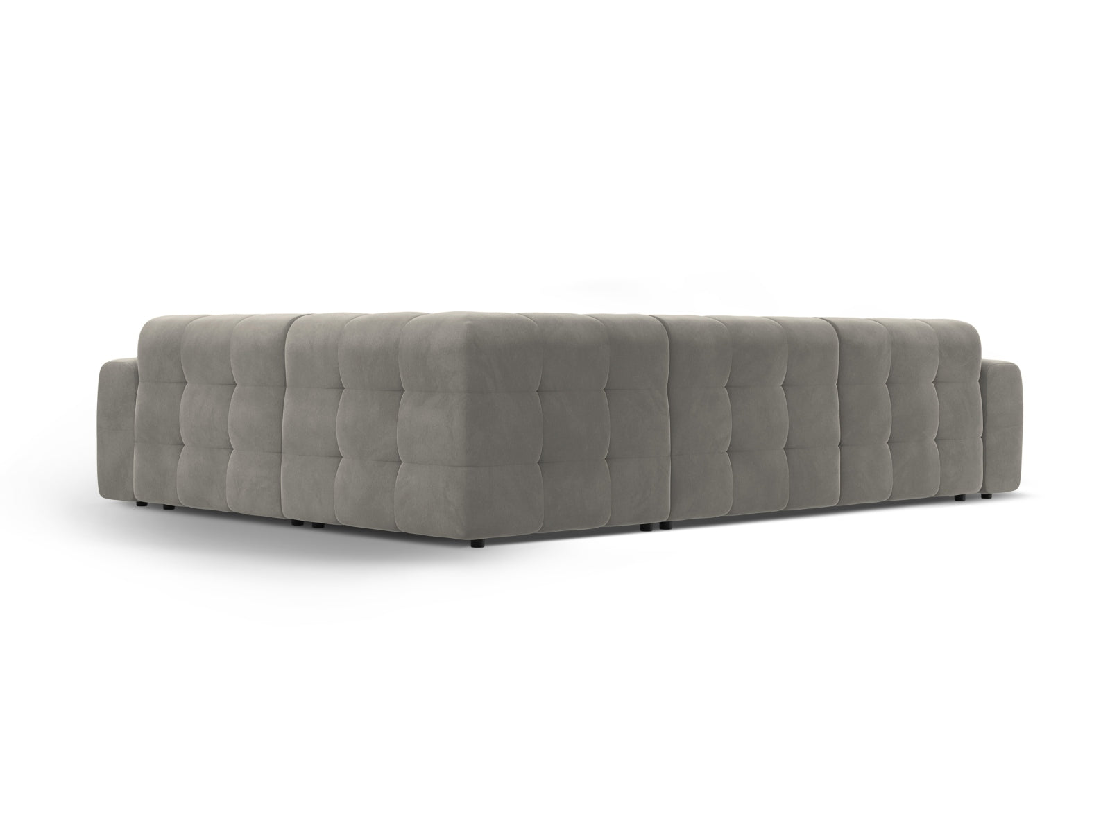 Elegantes Kendal Velour Ecksofa in stilvollem Dunkelgrau, ideal für große Räume. 6-Sitzer von Micadoni, vereint Komfort und modernes Design.