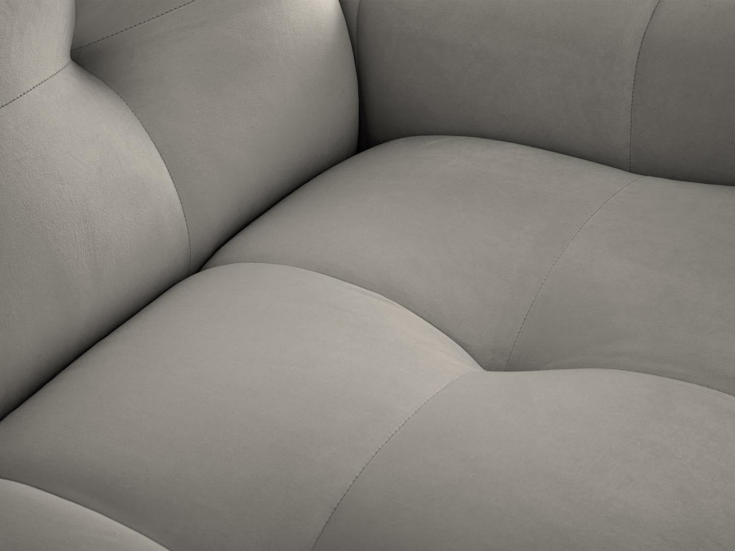 Modernes Kendal Velour Ecksofa in edlem Dunkelgrau, 6-Sitzer von Micadoni, perfekt für gemütliche Abende und stilvolle Einrichtung.