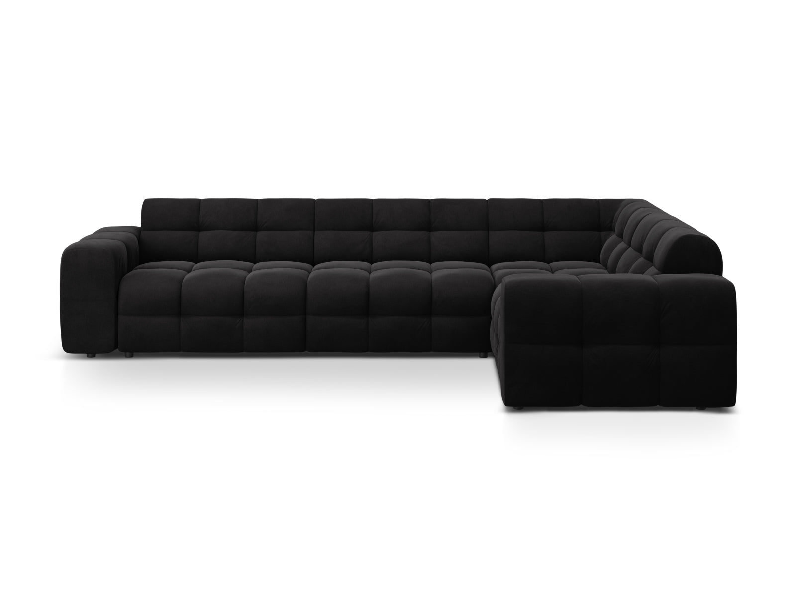 Kendal Velour Ecksofa rechts 6 Sitzer in Black präsentiert im Onlineshop von KAQTU Design AG. Ecksofa rechts ist von Micadoni