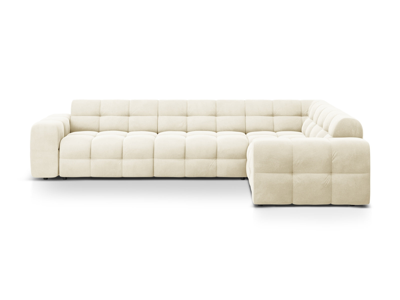 Kendal Velour Ecksofa rechts 6 Sitzer in Ivory präsentiert im Onlineshop von KAQTU Design AG. Ecksofa rechts ist von Micadoni