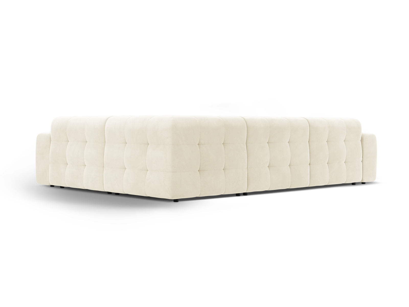 Elegantes Kendal Velour Ecksofa rechts für 6 Personen in stilvollem Ivory-Magic Velvet, ideal für moderne Wohnräume und gemütliche Abende.