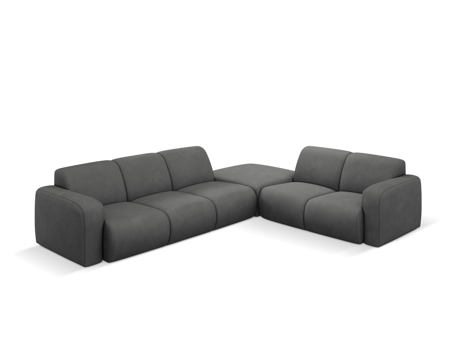 Stylisches Molino Ecksofa rechts für 6 Personen in Dunkelgrau, ideal für moderne Wohnräume und gemütliche Abende.