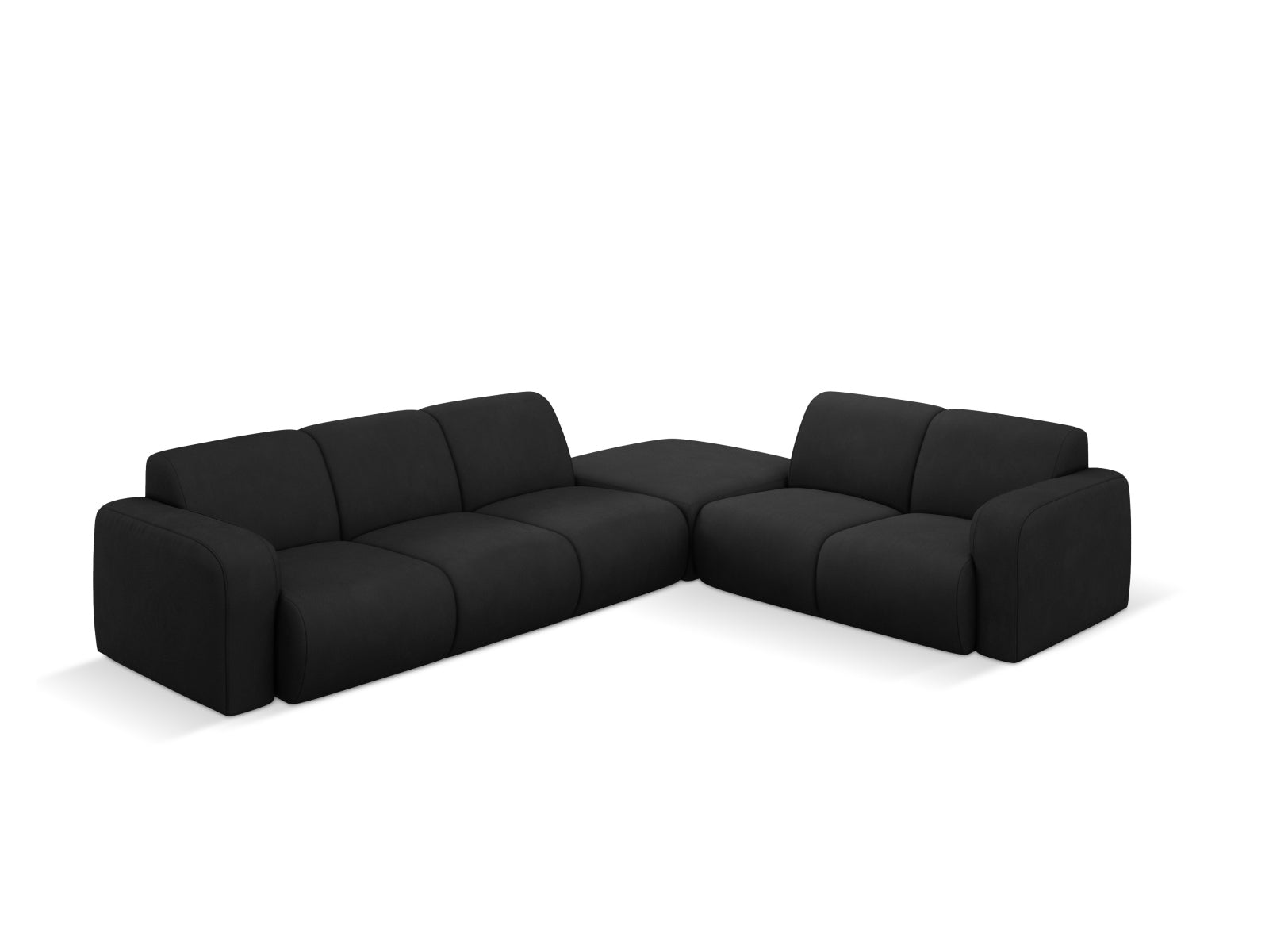 Elegantes 6-Sitzer Ecksofa Molino rechts von Micadoni in zeitlosem Schwarz, perfekt für stilvolle Wohnzimmer und entspannte Zusammenkünfte.