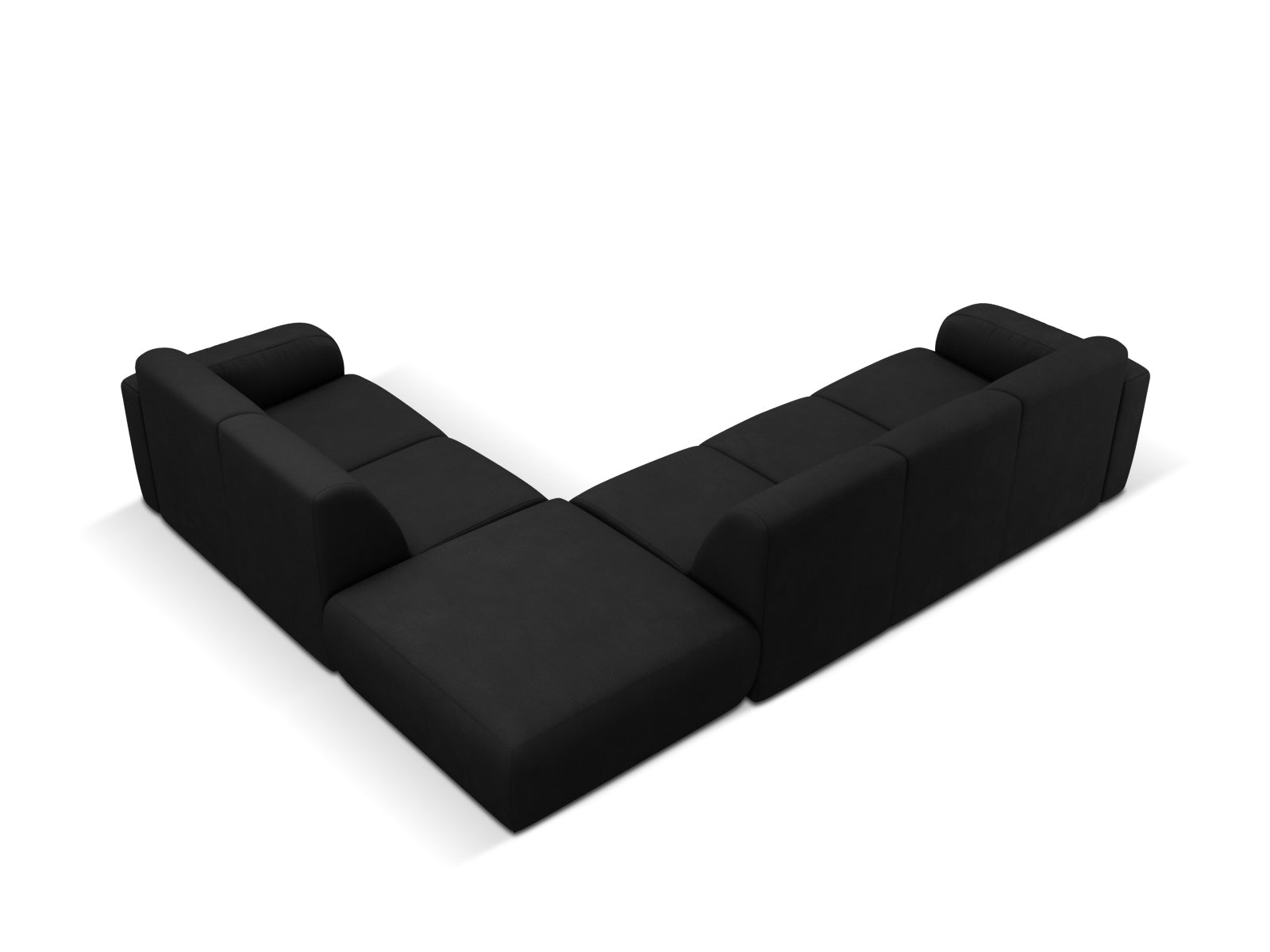 Modernes 6-Sitzer Ecksofa Molino rechts von Micadoni in edlem Schwarz, ideal für gemütliche Abende und stilvolle Einrichtung.