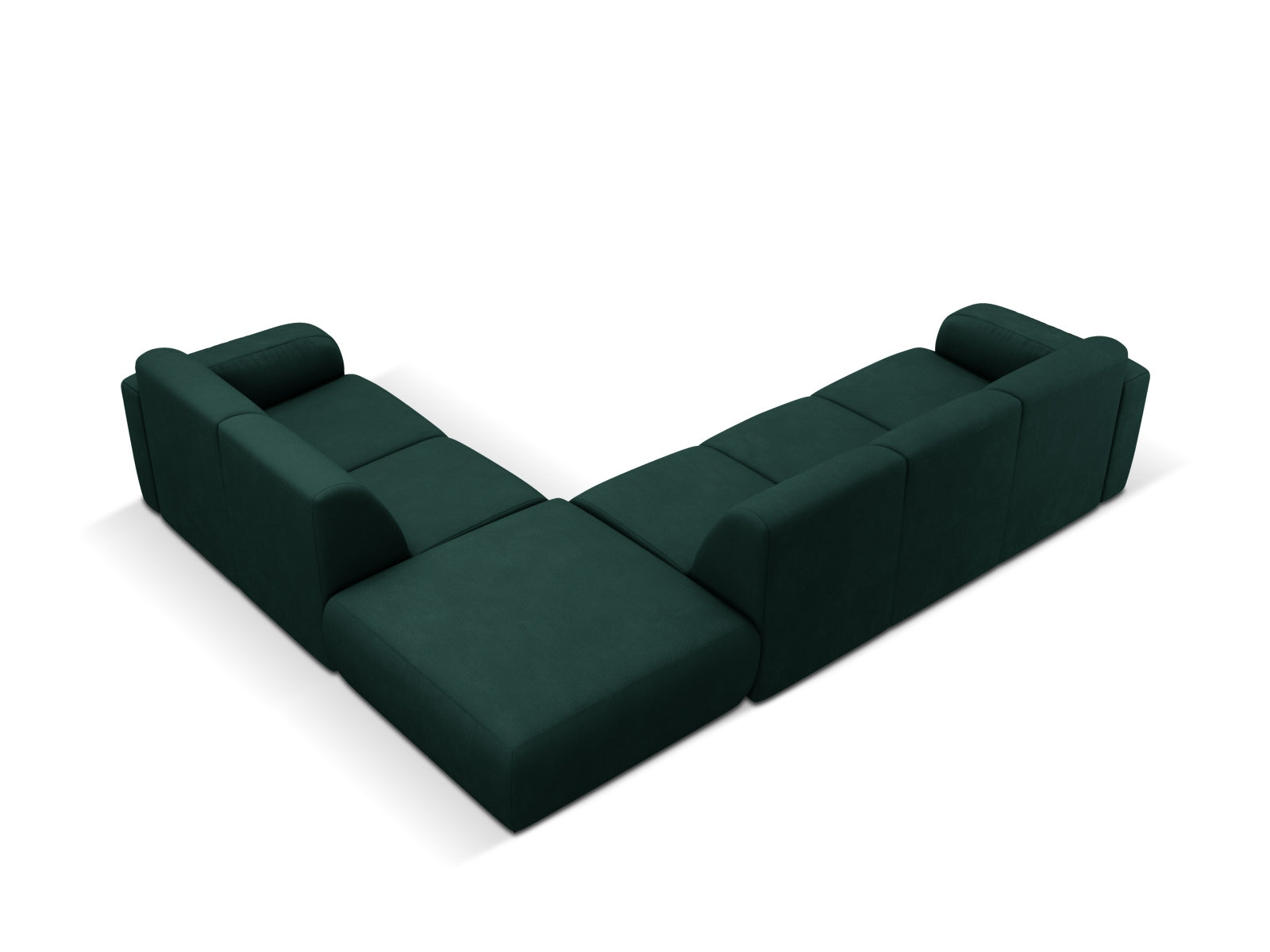 Modernes Molino Ecksofa rechts für 6 Personen in luxuriösem Bottle Green, perfekt für gesellige Runden und stilvolle Einrichtung.