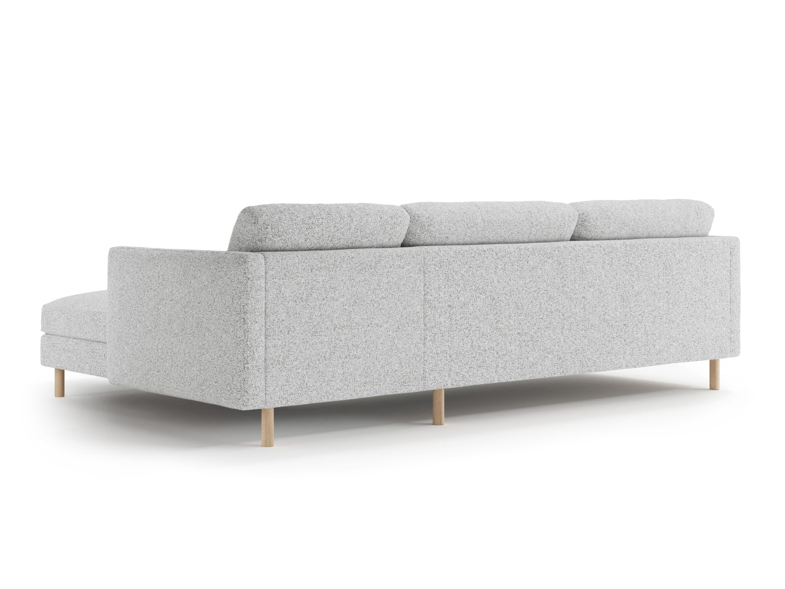 Elegantes 4-Sitzer Eden Ecksofa rechts in sanftem Grau, perfekt für zeitgemäße Wohnkonzepte, angeboten von Micadoni.