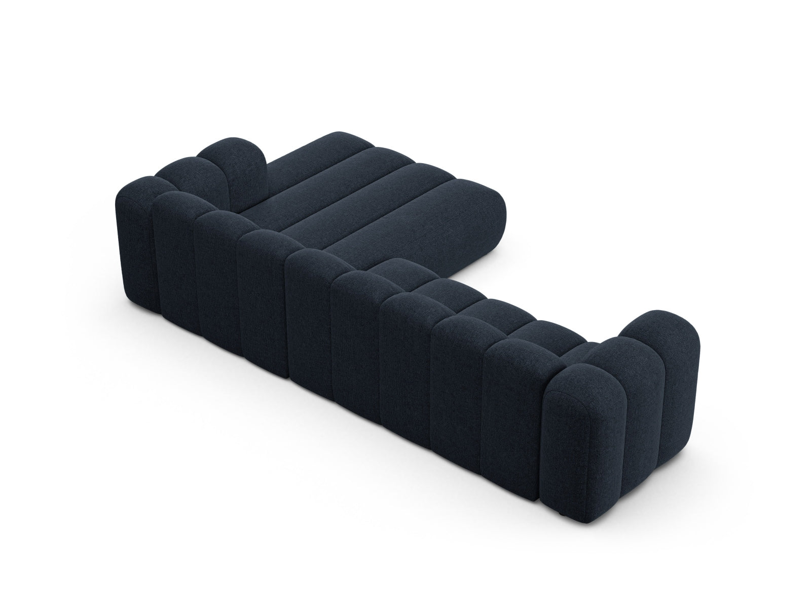 Stylisches, geräumiges Ecksofa von Micadoni in Navy Blue-Eden, perfekt für entspannte Stunden und gesellige Treffen im Wohnzimmer.