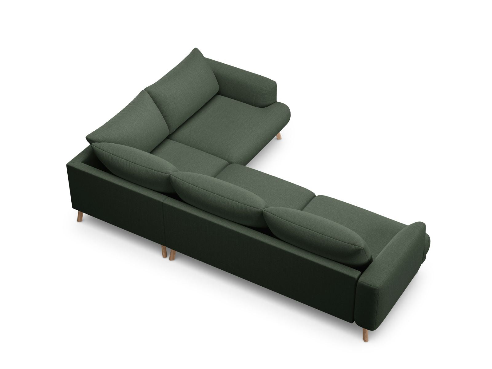 Elegantes 4-Sitzer Ecksofa rechts Naomi in luxuriösem Moss Green-Liberty, ideal für ein modernes Wohnambiente und entspannte Stunden.