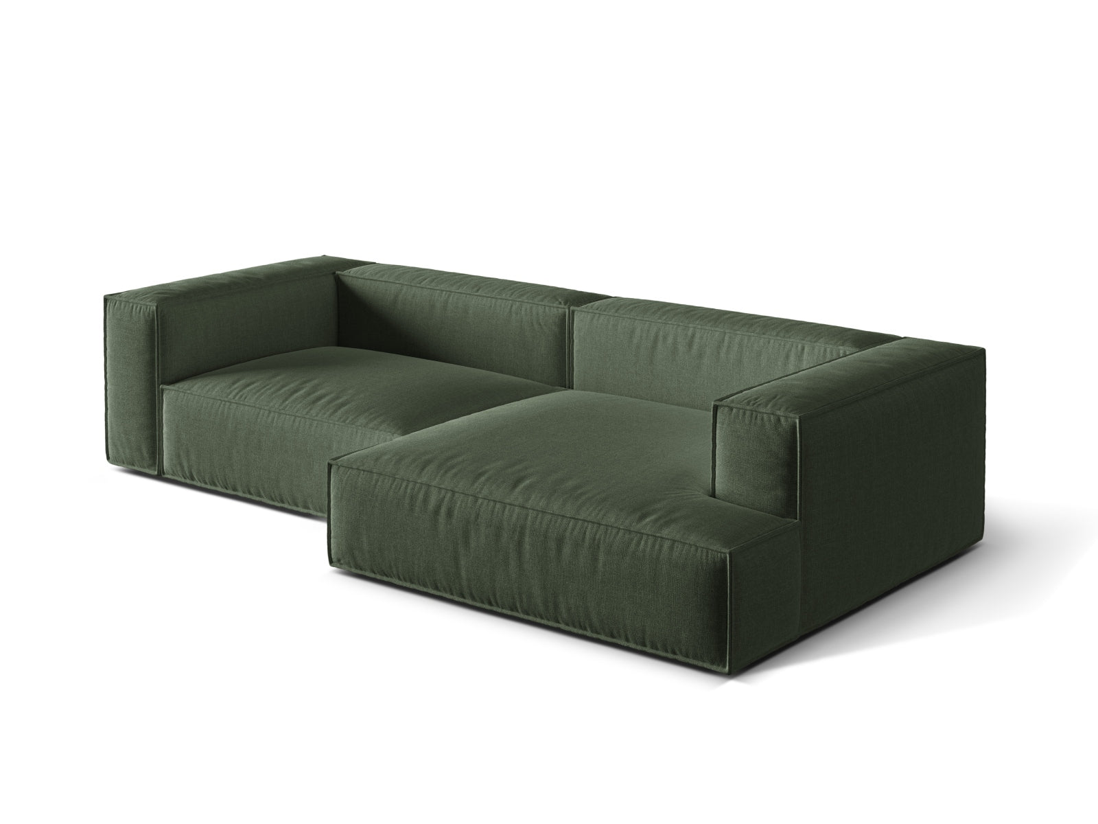 Elegantes 4-Sitzer Ecksofa rechts Nuria in luxuriösem Moss Green-Liberty, ideal für gemütliche Abende und modernes Wohndesign.